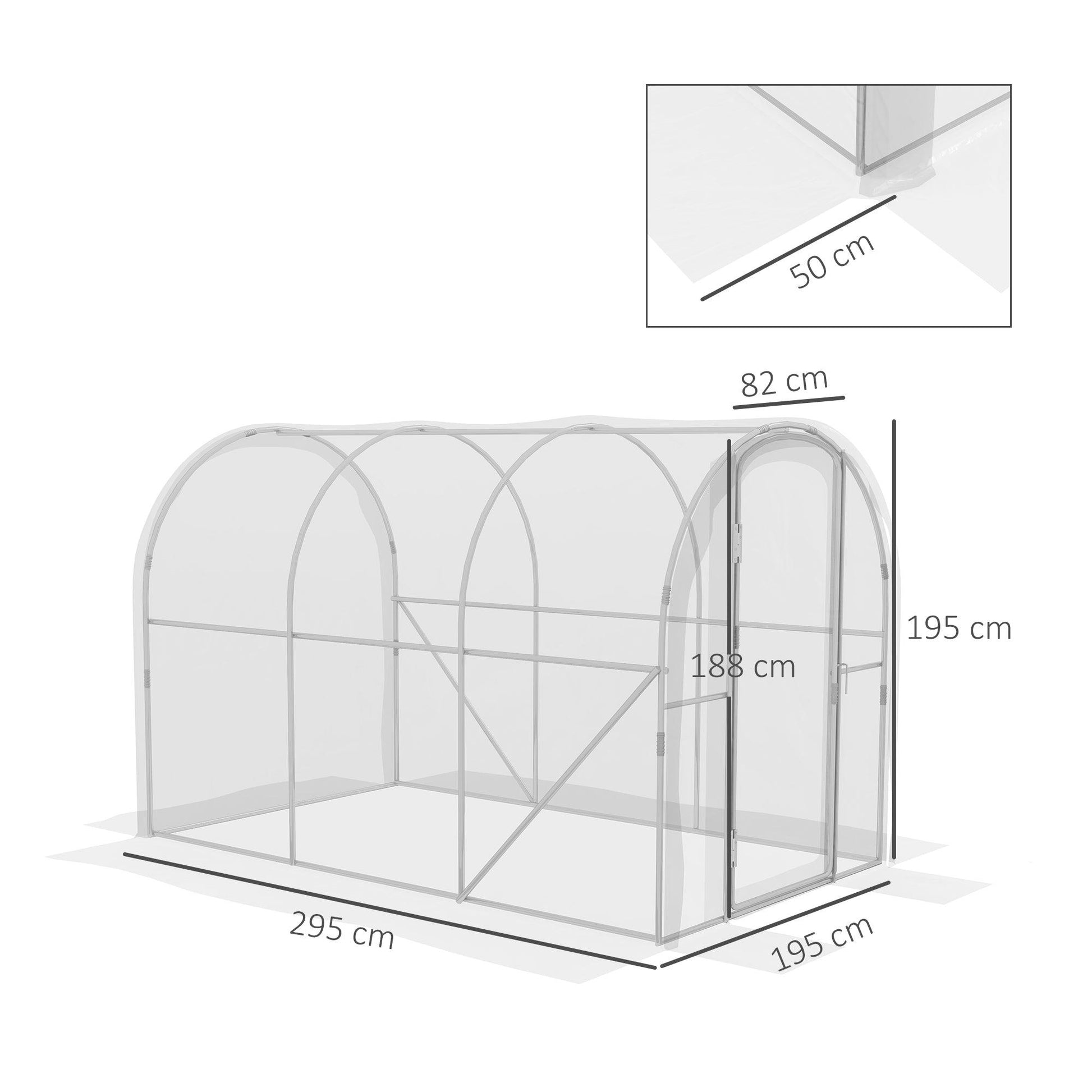 Outsunny Polytunnel Greenhouse Walk-in Grow House with PE Cover, Door and Galvanised Steel Frame, 3 x 2 x 2m, Clear - ALL4U RETAILER LTD