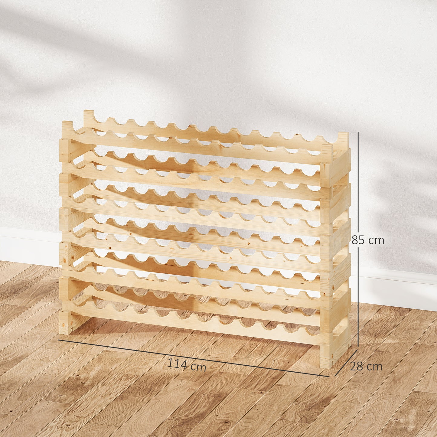 Homcom Six Tier Wooden Wine Rack Set Of 2 Natural Finish Holds 72 Bottles 750ml Each