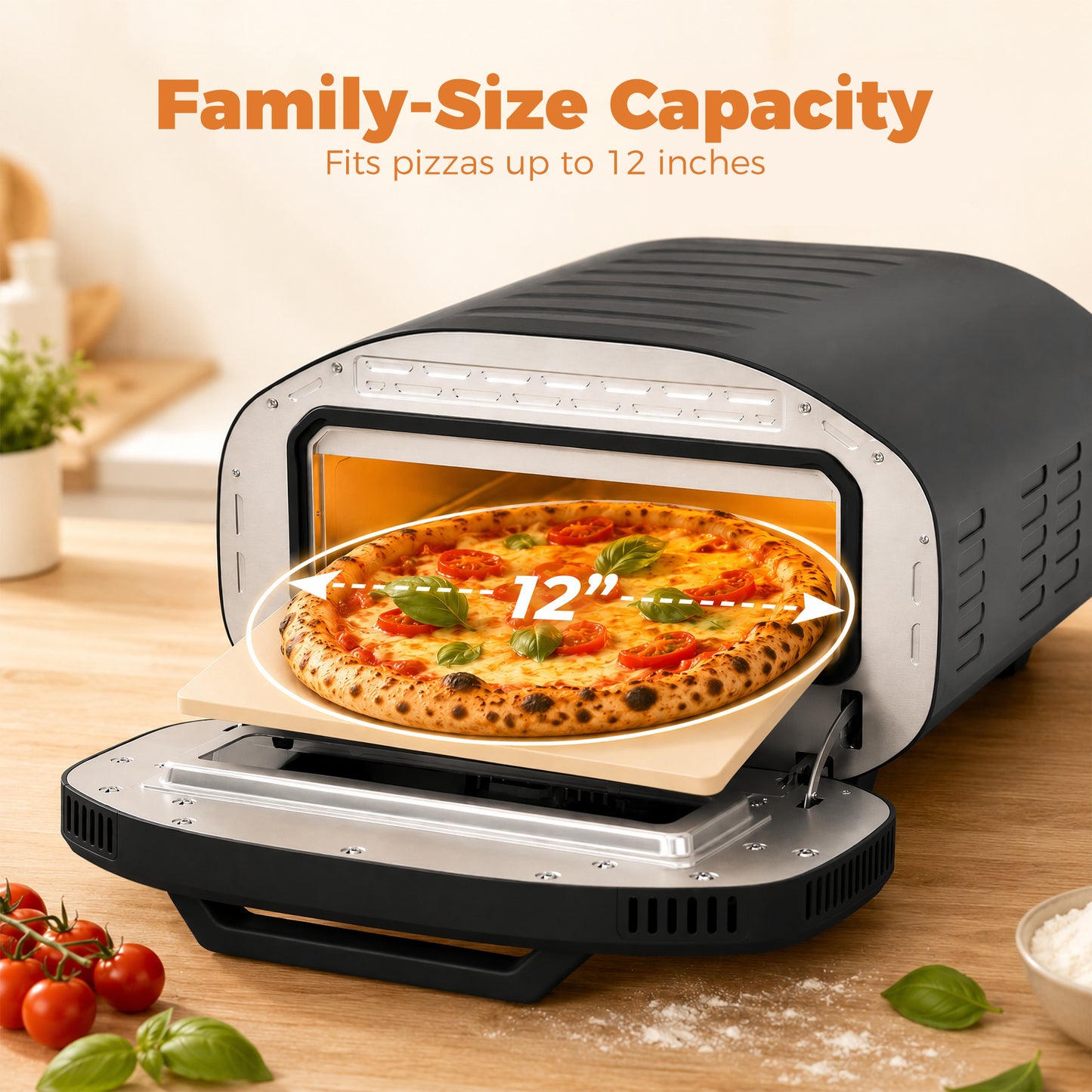 HOMCOM Electric Pizza Oven With 2200W Heating Element And Ceramic Stone