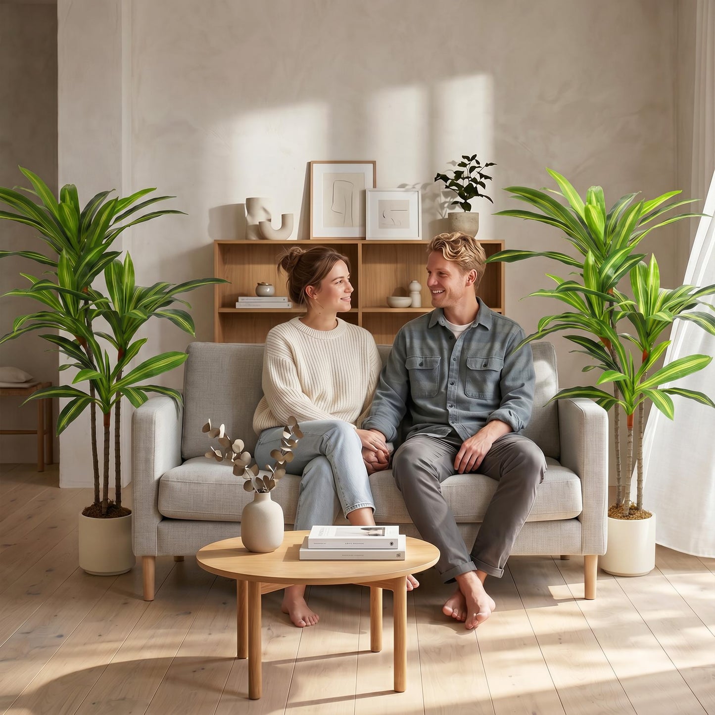 HOMCOM 120cm Lifelike Dracaena Fake Tree With Bendable Trunks And Green Leaves For Indoor Decor