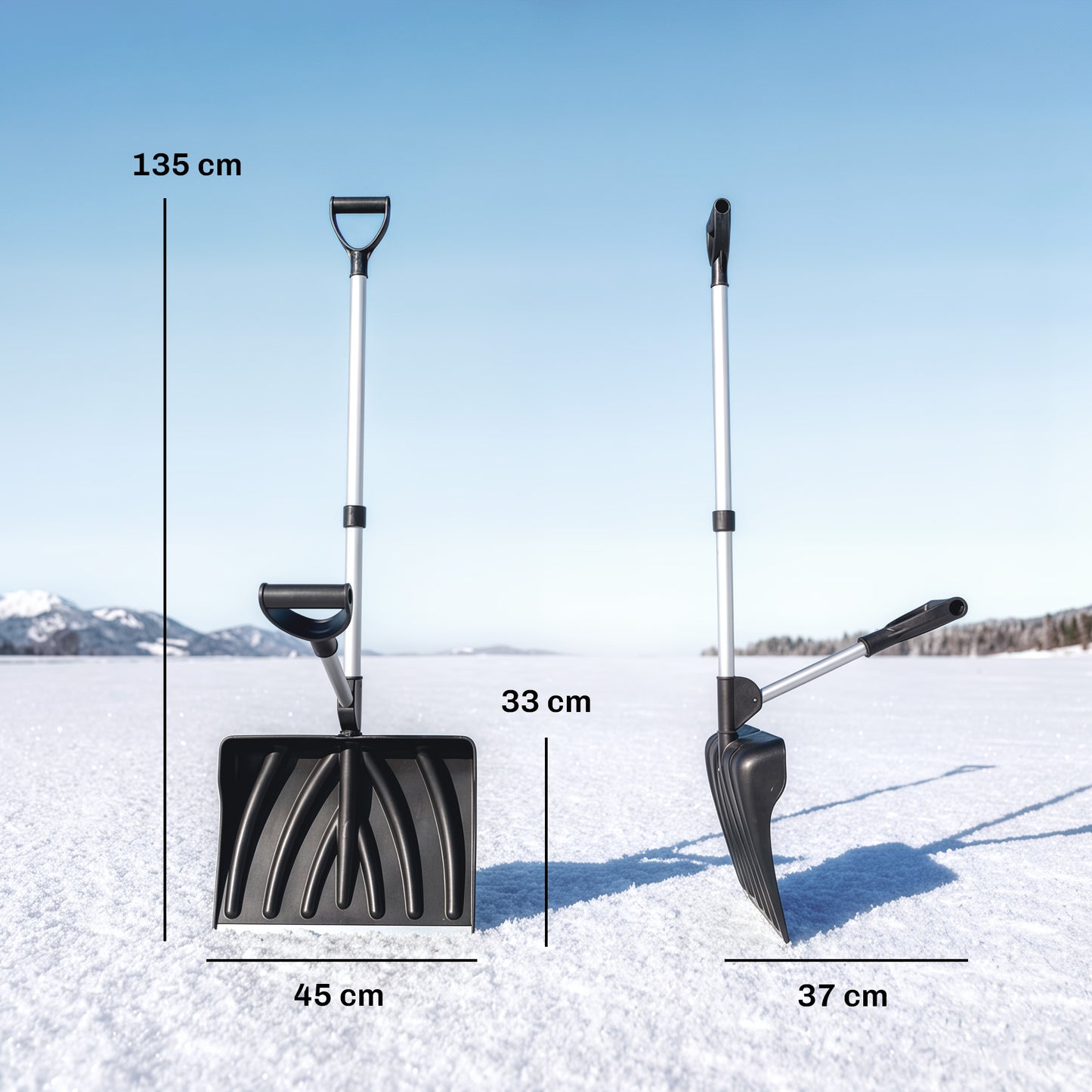 Outsunny Heavy Duty Snow Shovel With Assist Handle And 45Cm Wide Blade