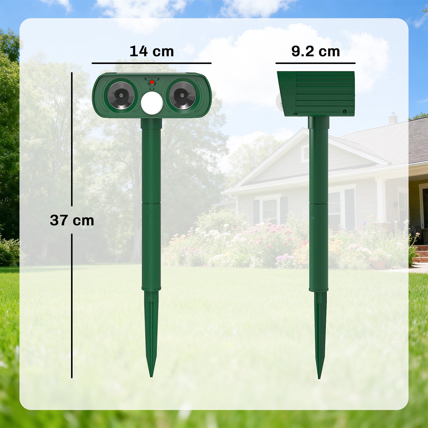 Outsunny Ultrasonic Cat Repellent With PIR Motion Sensor 110 Degree LED Flash Solar Powered Gardens Deterrent UK