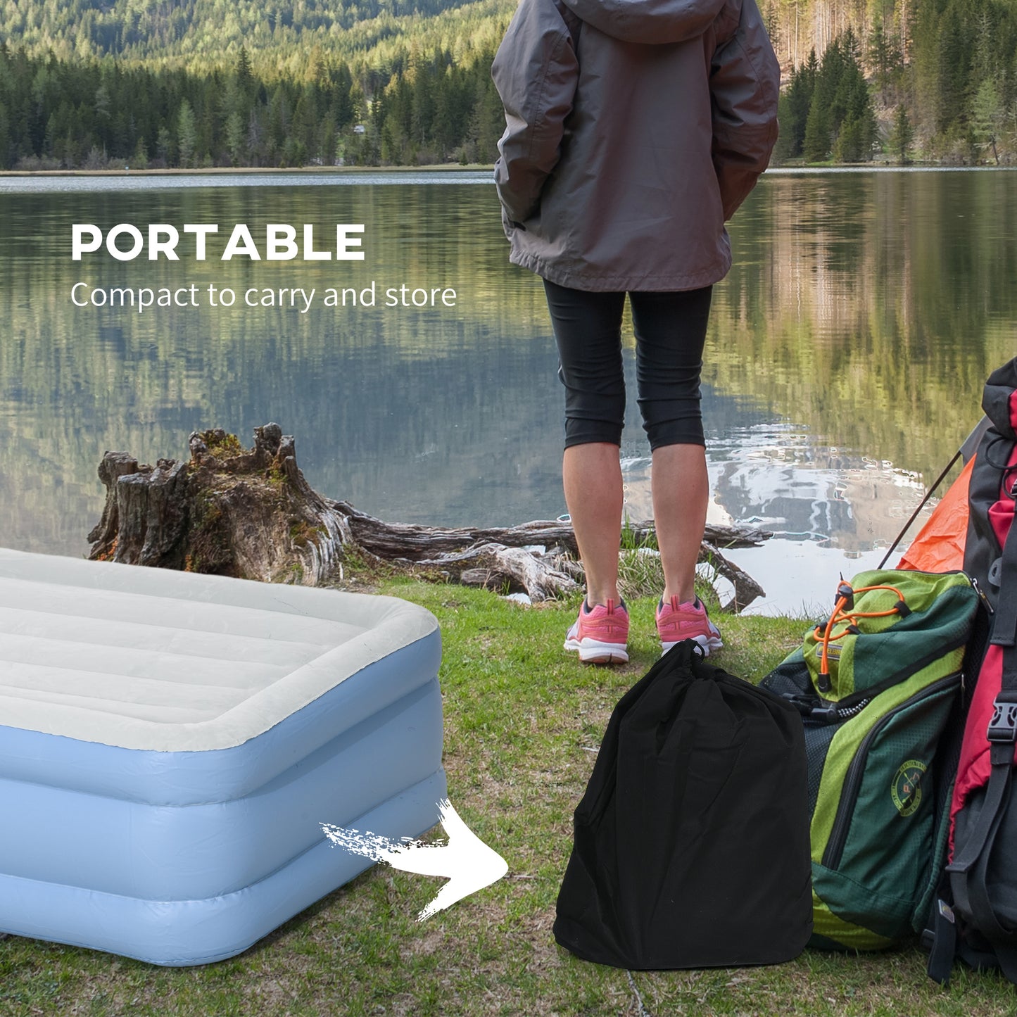 Outsunny Premium Single Inflatable Air Mattress with Built-In Quick-Fill Electric Pump - ALL4U RETAILER LTD