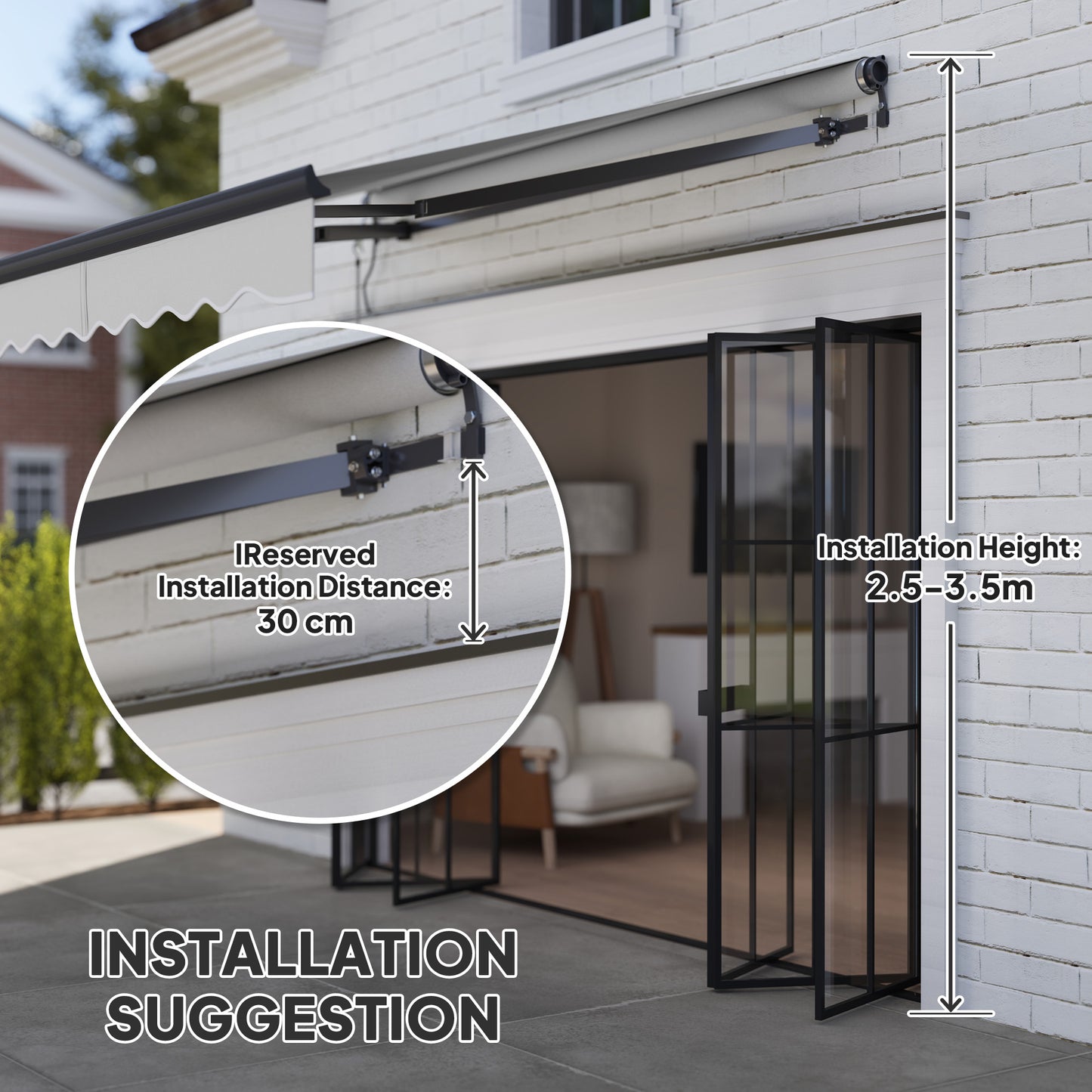 Outsunny 2.5 x 2m Electric Awning With Remote Controller Aluminium Frame Retractable Sun Shade Canopy For Garden