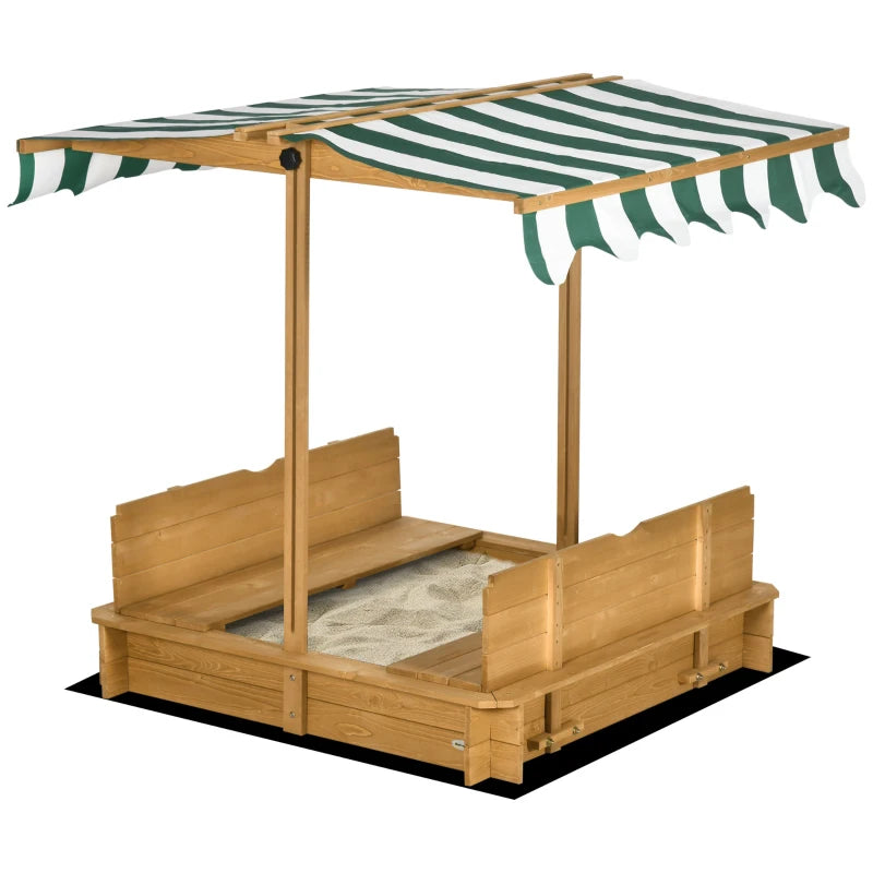 Outsunny Kids Square Wooden Sandpit Children Cabana Sandbox Outdoor Playset - ALL4U RETAILER LTD