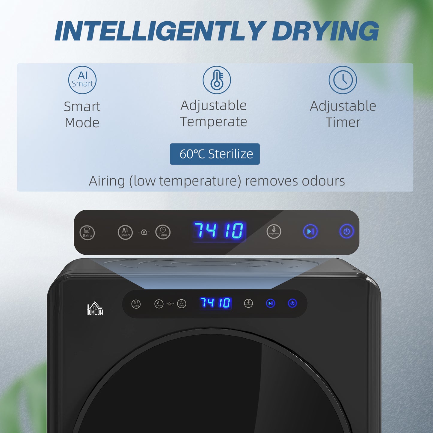HOMCOM 4kg Compact Tumble Dryer With 40 To 60 Celsius Temperature Range Space Saving Black