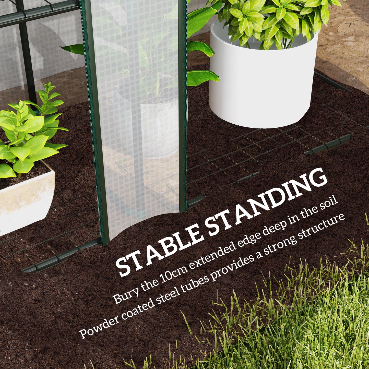 Outsunny 46 By 215 Cm Nine Shelf Greenhouse White Plastic Garden Plant Shelter Kit