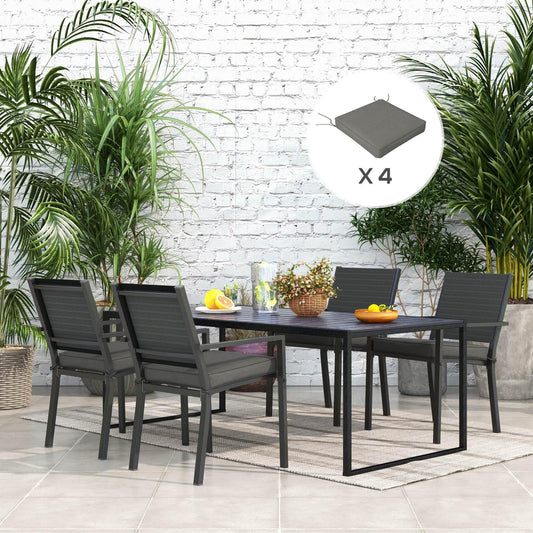Outsunny Charcoal Grey 4-Piece Outdoor/Indoor Seat Cushion Set with Ties for Patio Chairs - ALL4U RETAILER LTD