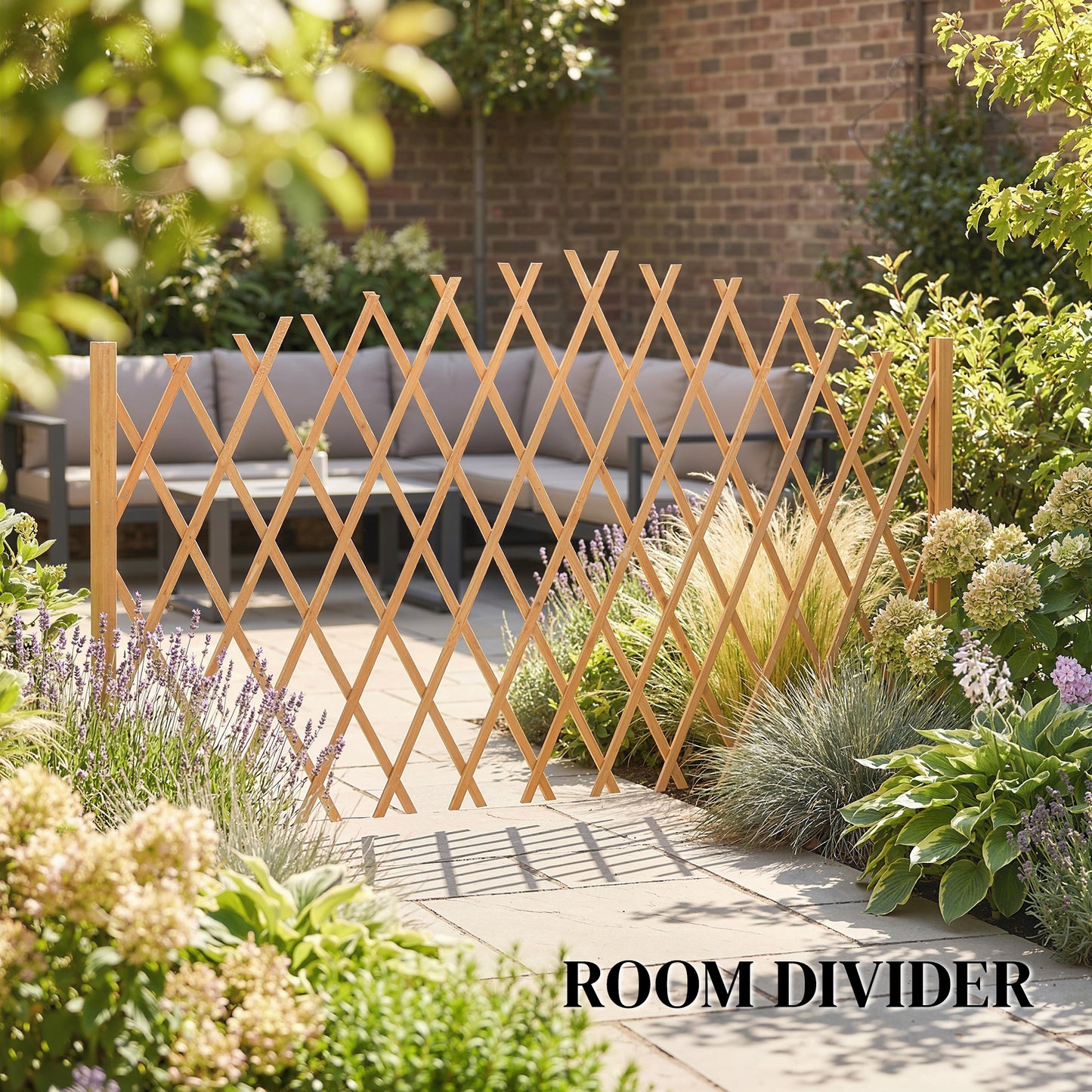 Outsunny 2 Pack Expanding Fence Panels Freestanding Wooden Garden Fence With Stable Feet 180 x 30 x 103 cm Brown