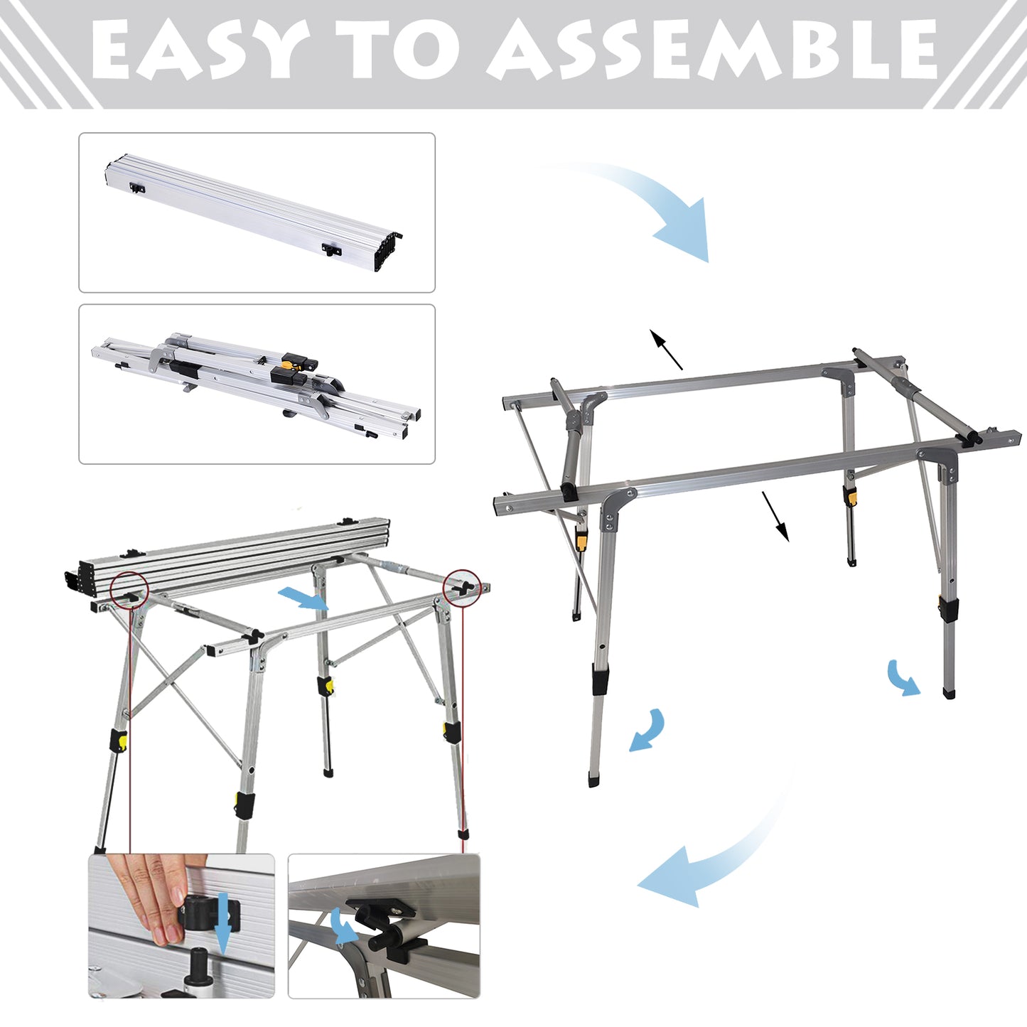 Outsunny Portable 3FT Aluminium Folding Picnic Table with Roll-Up Top and Carrying Bag - Ideal for Camping and BBQs - ALL4U RETAILER LTD