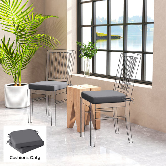 Outsunny Garden Chair Cushions Set Of 2 7cm Thick Foam With Ties Dark Grey Water Repellent