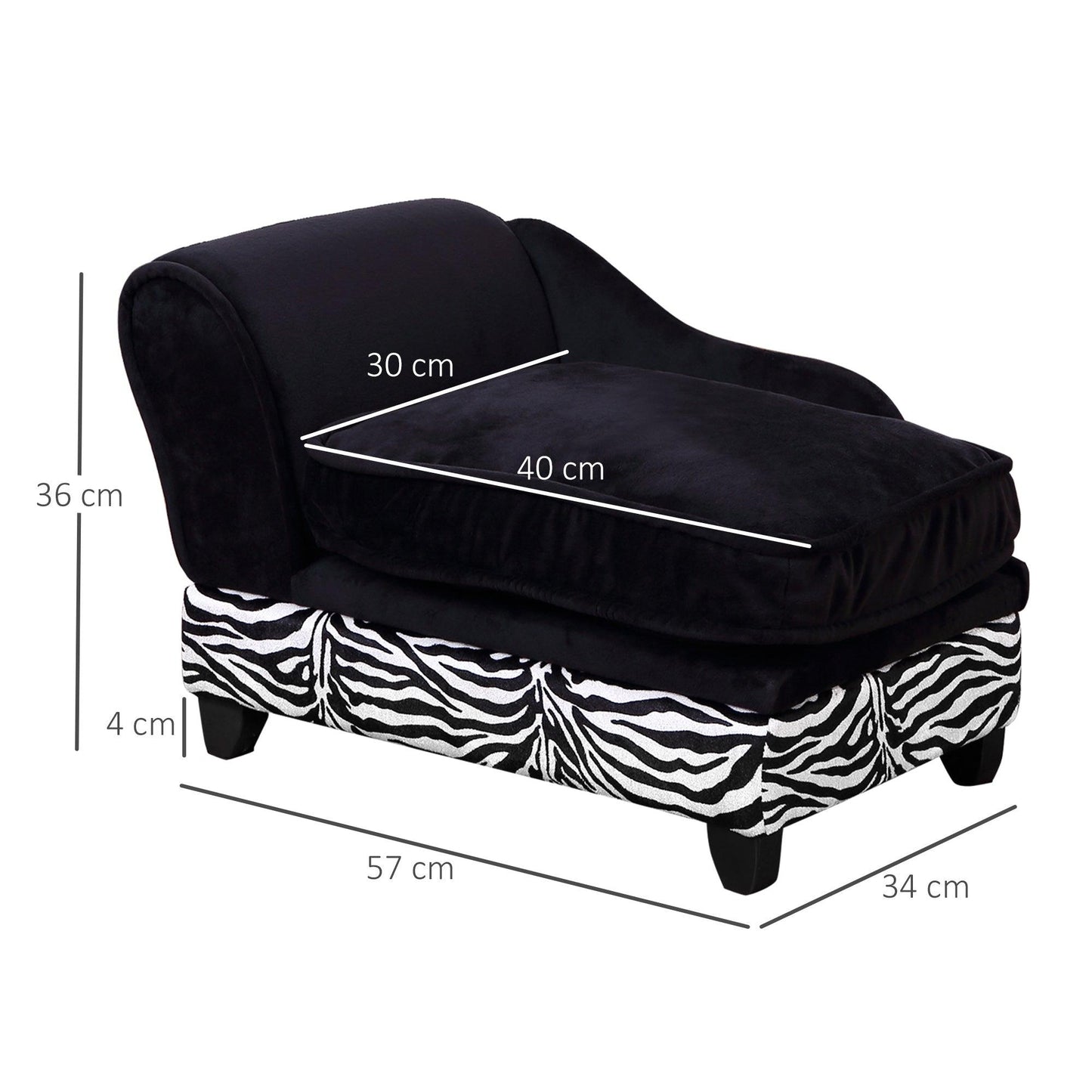 PawHut Dog Sofa Elevated Pet Chair Cat Couch w/ Hidden Under Seat Storage - ALL4U RETAILER LTD