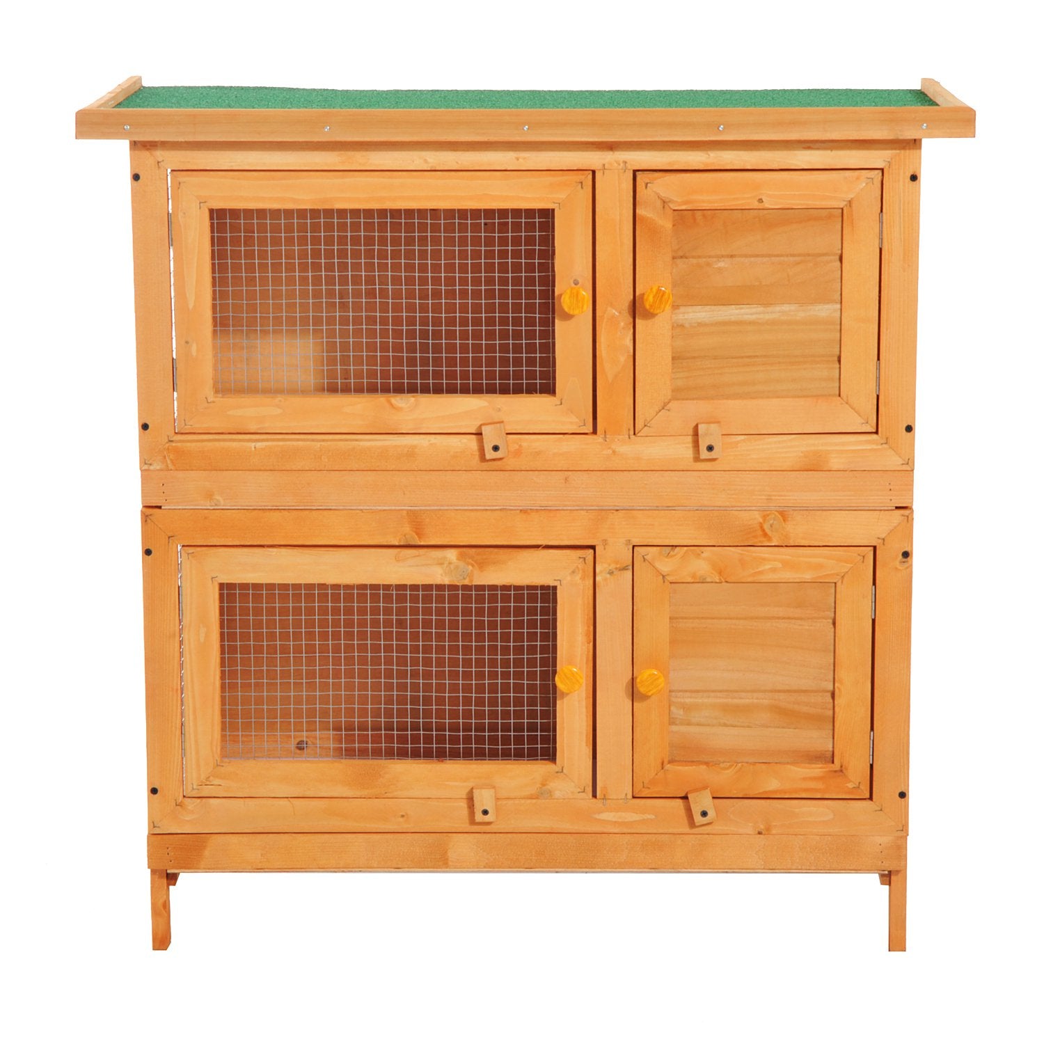 Pawhut 90cm Wooden Rabbit Hutch with Run - 2-Tier Bunny Home for Outdoor Safety - ALL4U RETAILER LTD