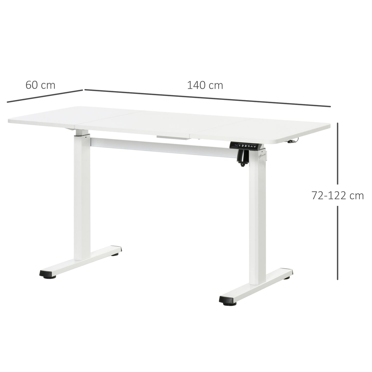 Vinsetto Electric Adjustable Stand-Up Desk with Large Surface, Motorized Height Control for Home Office, White - ALL4U RETAILER LTD