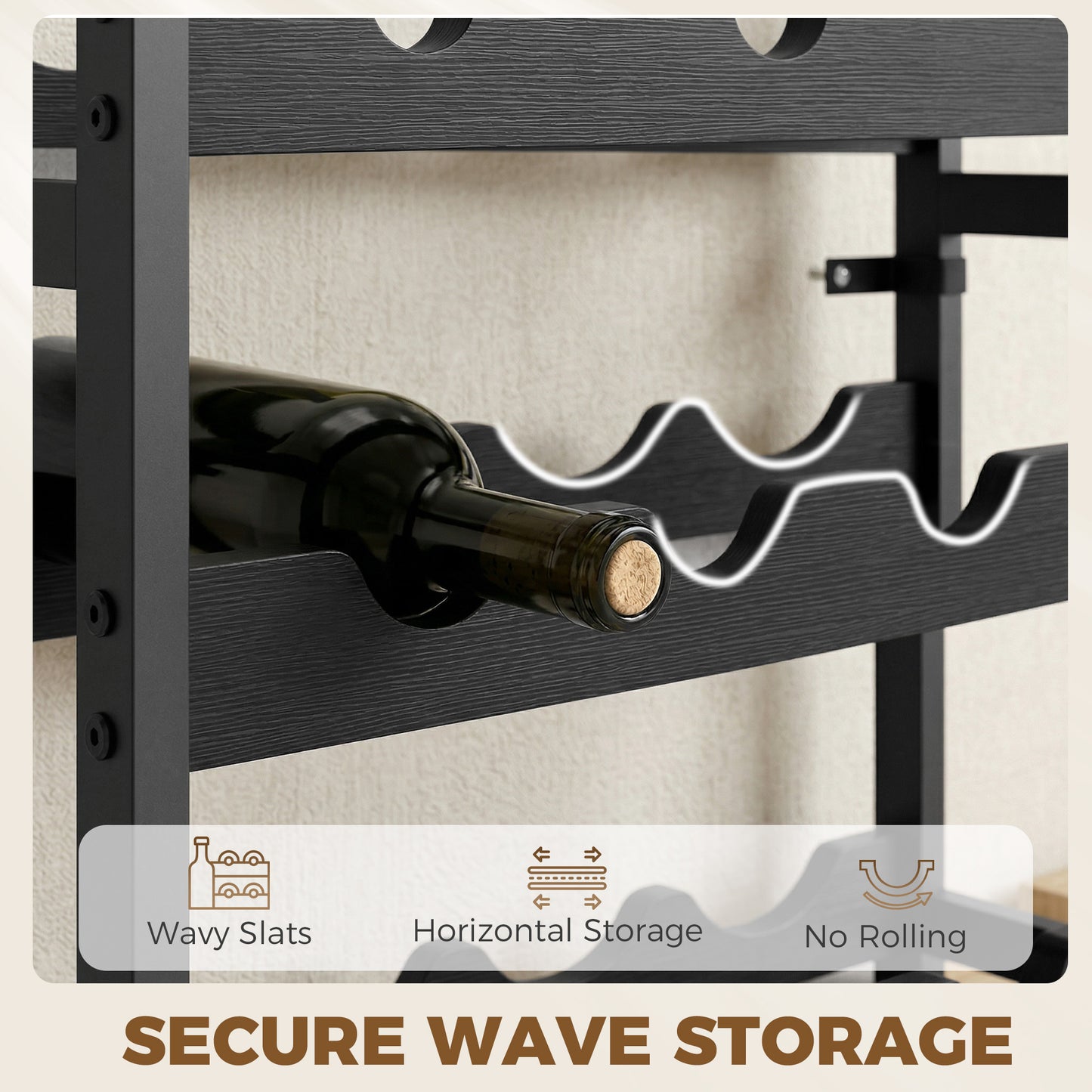 HOMCOM Freestanding 5 Tier Wine Rack Holds 20 Bottles Industrial Steel Bar Cabinet With Adjustable Feet Black