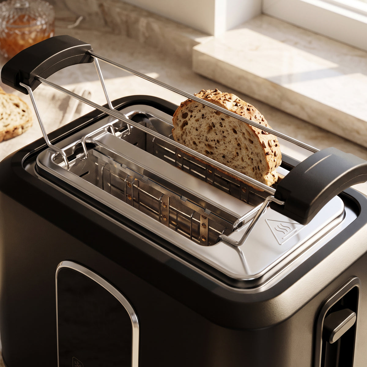 HOMCOM Kettle And Toaster Set With LED Touch Screen, 6 Browning Levels, Black