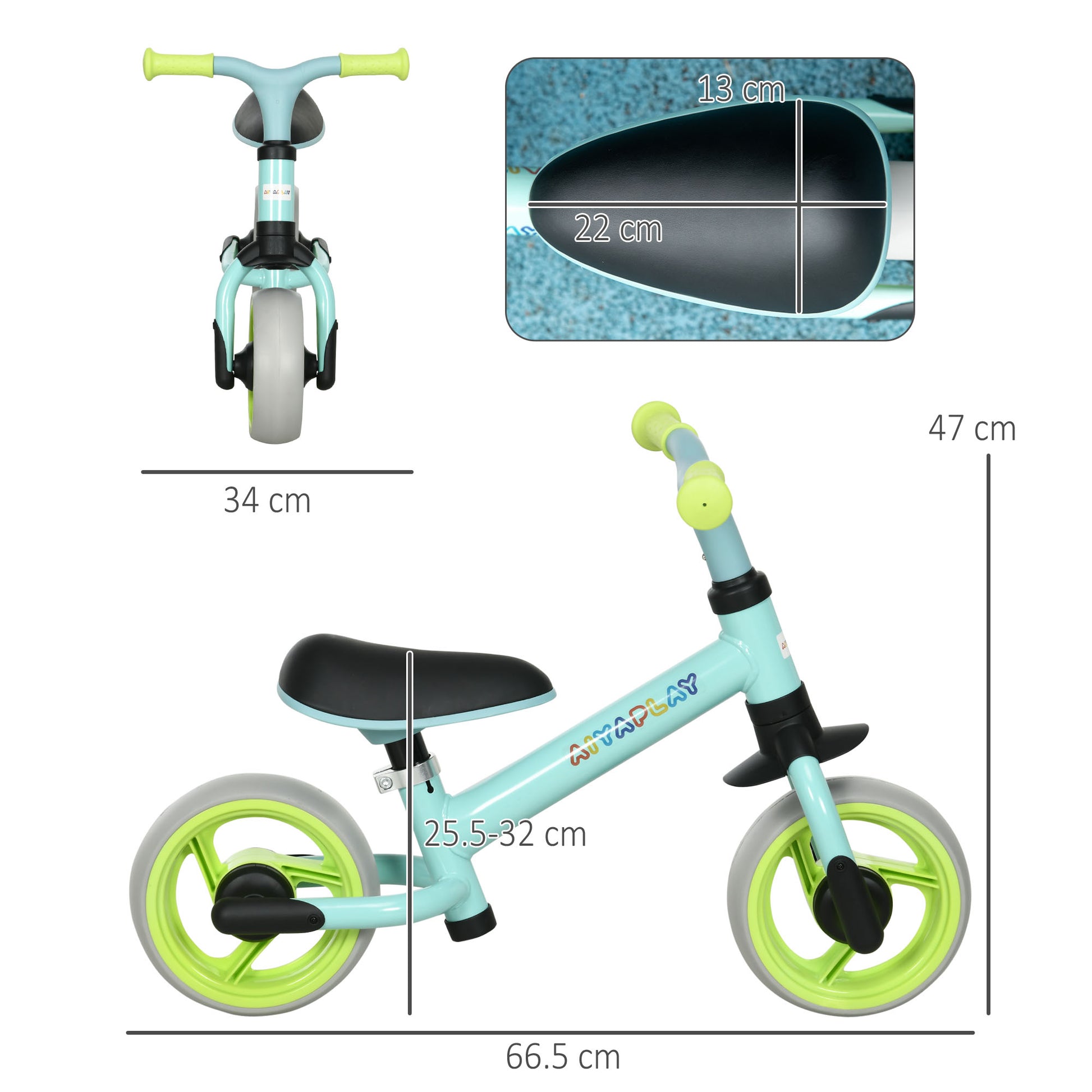 AIYAPLAY 8-Inch Kids Balance Bike: Lightweight Training Bicycle with Adjustable Seat & Puncture-Free EVA Wheels, Green - ALL4U RETAILER LTD