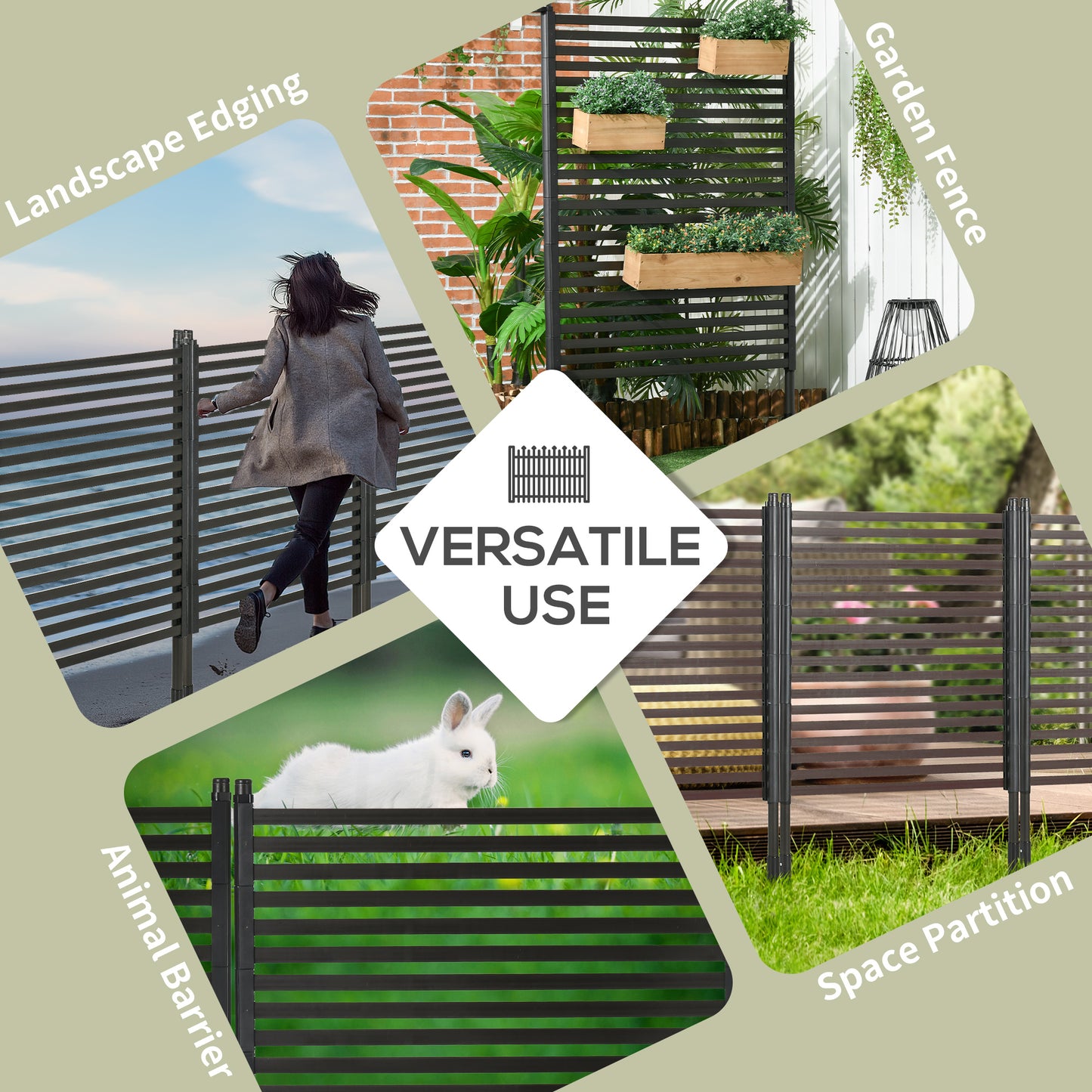 Outsunny Garden Fence Two Standing Ways For Hard And Soft Ground Decorative Outdoor Divider And Animal Barrier Brown