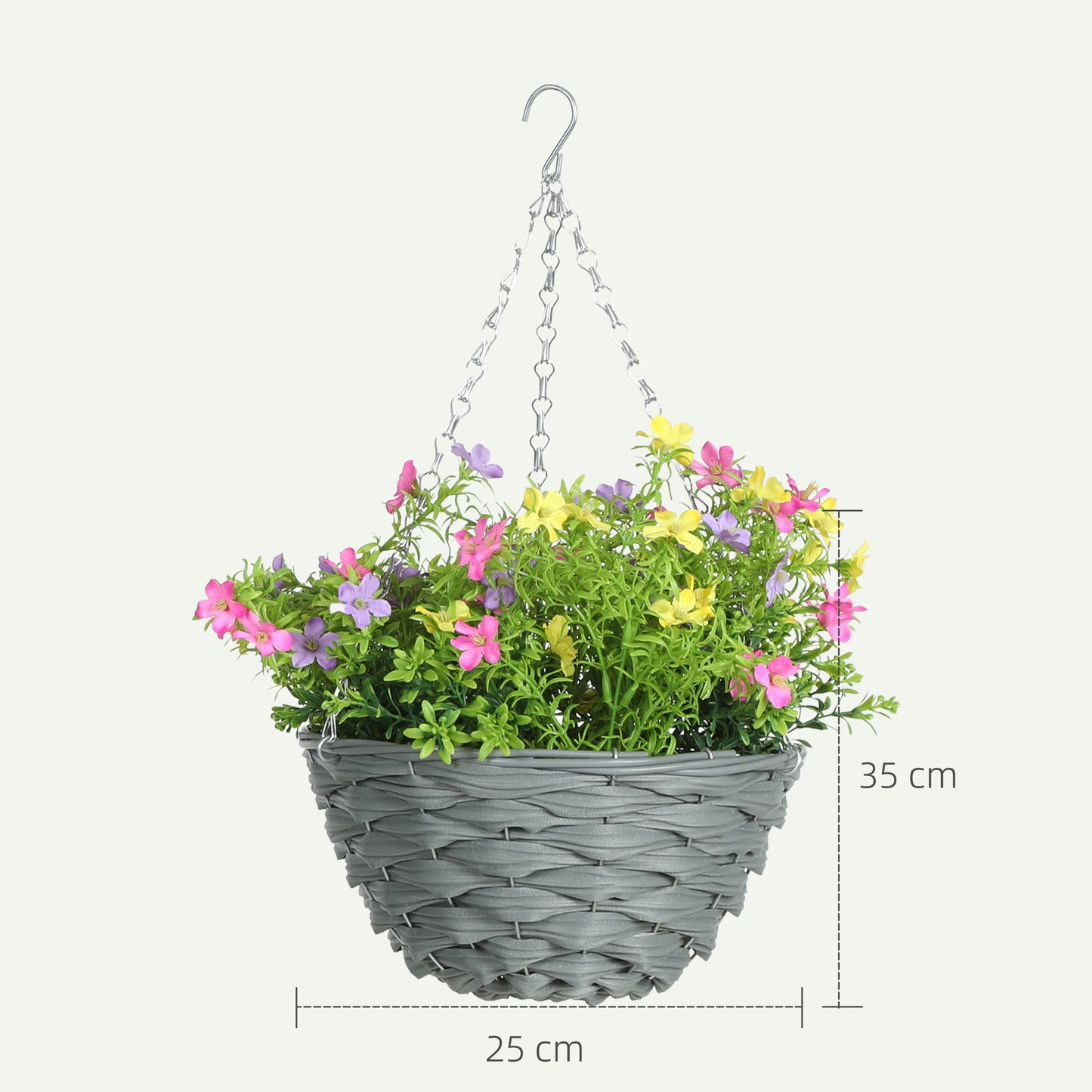 HOMCOM Set Of 2 Artificial Hanging Cosmos Flowers Multi Colored UV Resistant Outdoor Garden Decor