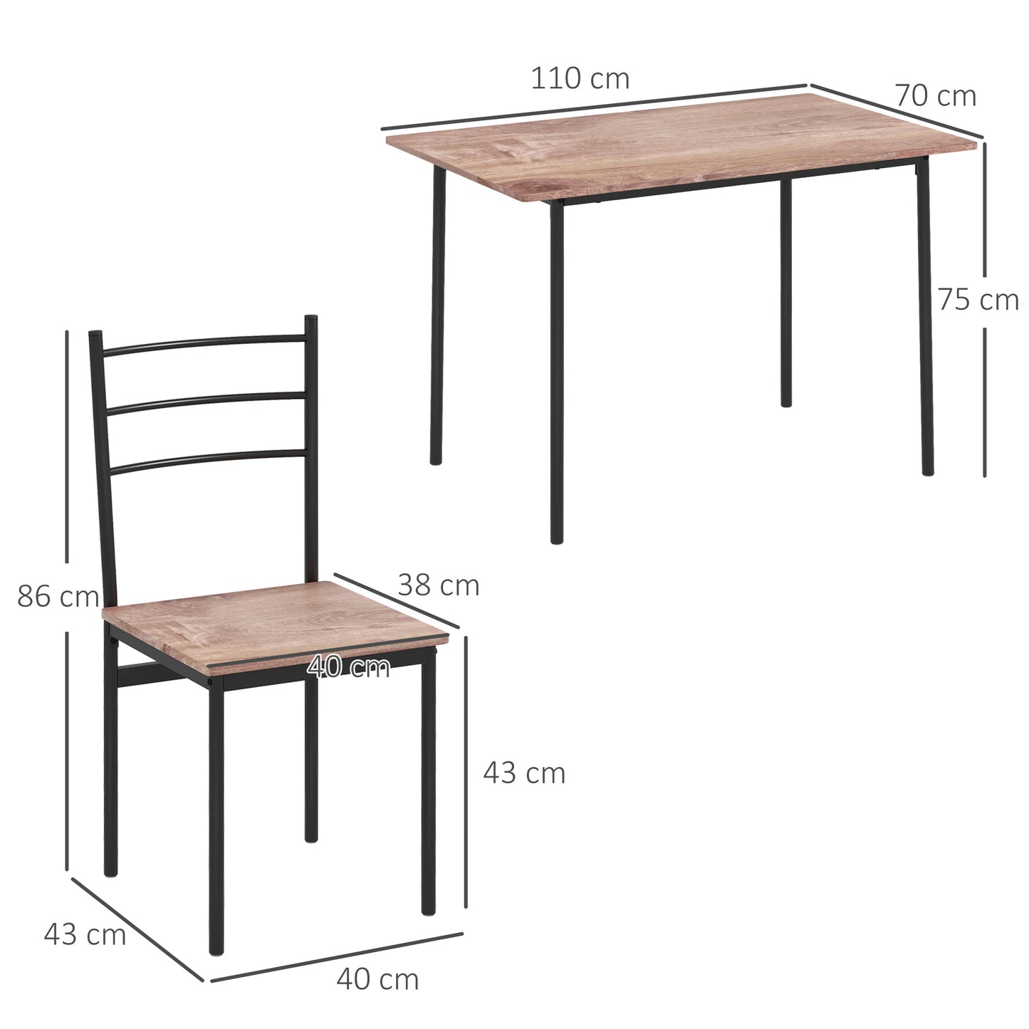 HOMCOM 5 Piece Dining Table And Chairs Set For Compact Kitchens With Steel Frame Space Saving Design Black