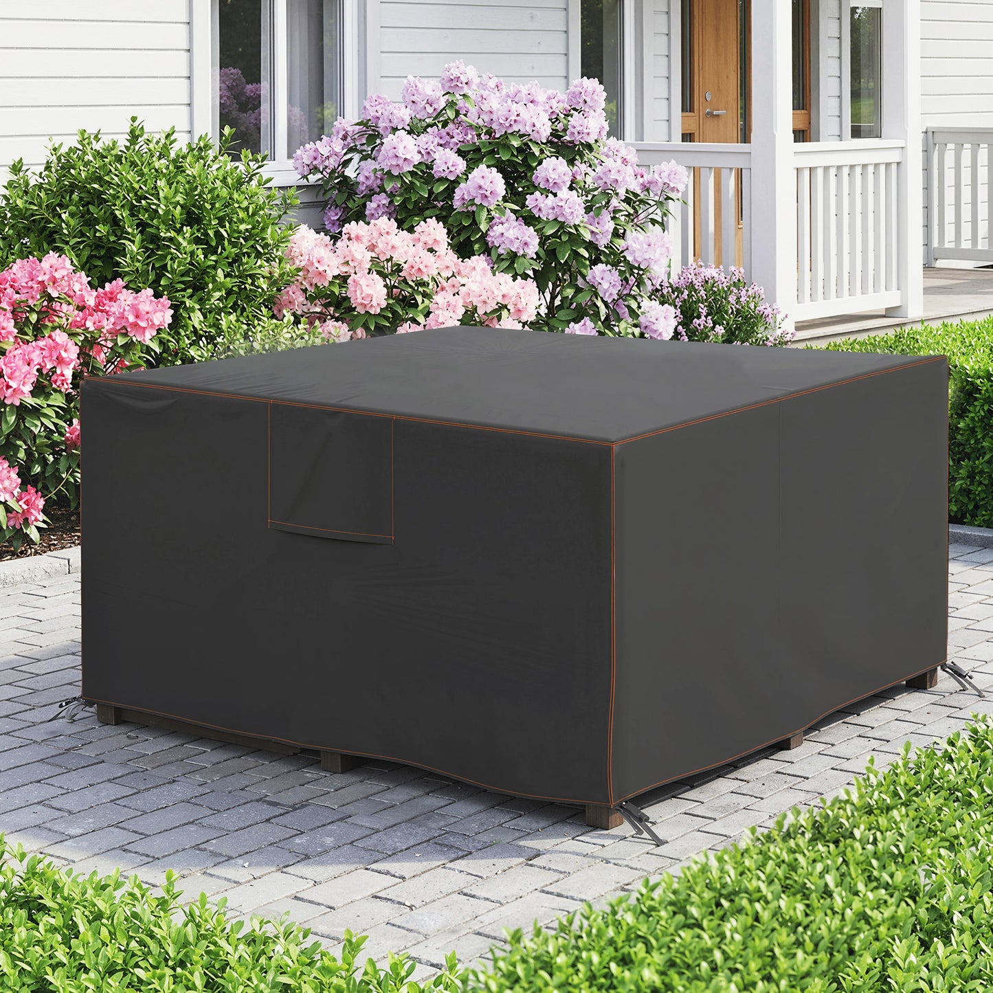 Outsunny Waterproof Garden Furniture Cover With Air Vent 420D Oxford Fabric 125 x 125 x 74 cm Black