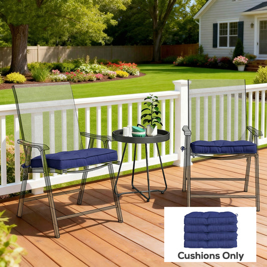Outsunny Garden Seat Cushion Set Of Four With Ties 42 x 42 Cm Dark Blue Replacement Dining Chair Pad