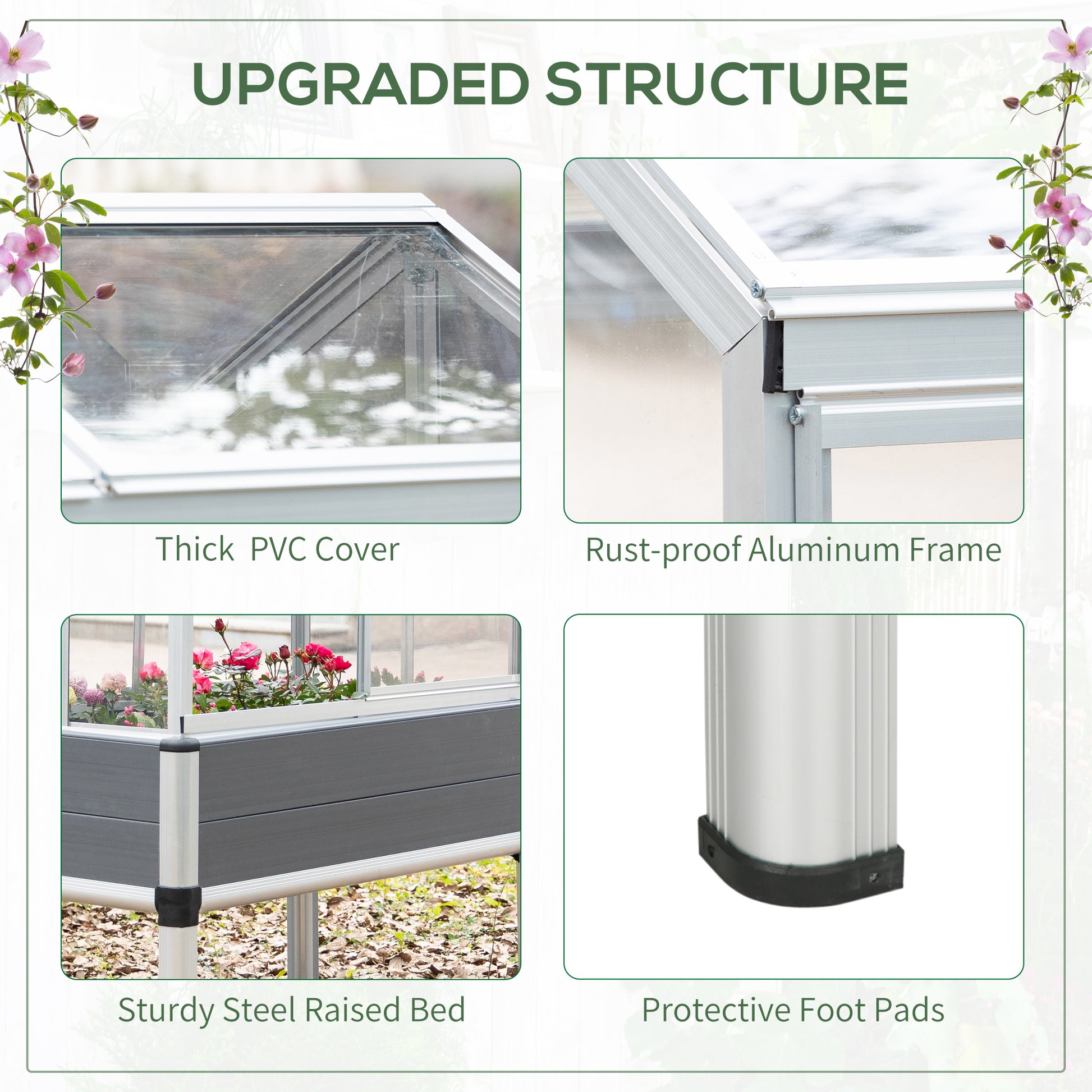 Outsunny Galvanised Steel Raised Beds Garden Greenhouse Raised Planters Cover Openable Windows - ALL4U RETAILER LTD