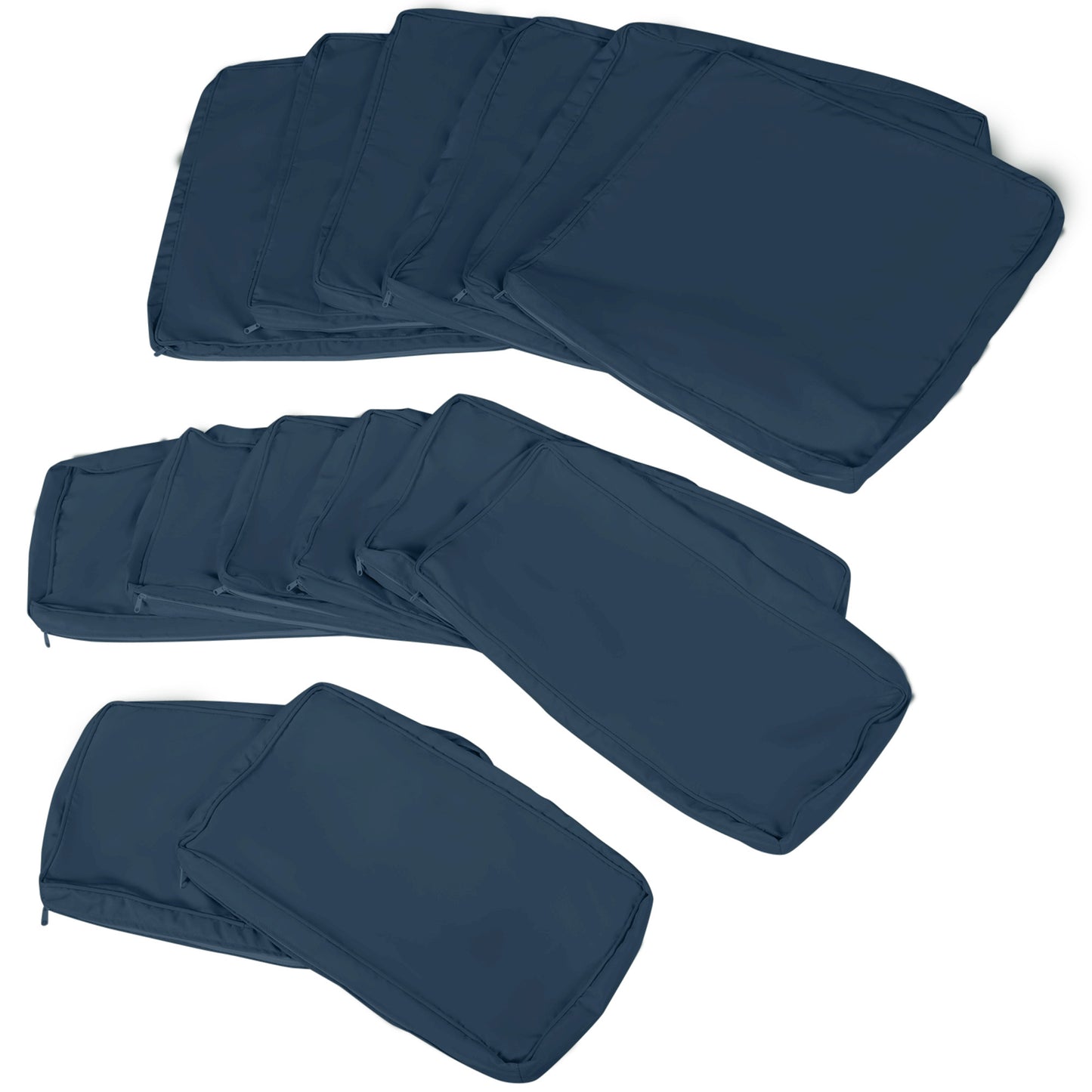 Outsunny 14 Piece Mixed Cushion Cover Set Outdoor Blue For Seat And Back Cushions With Zippers