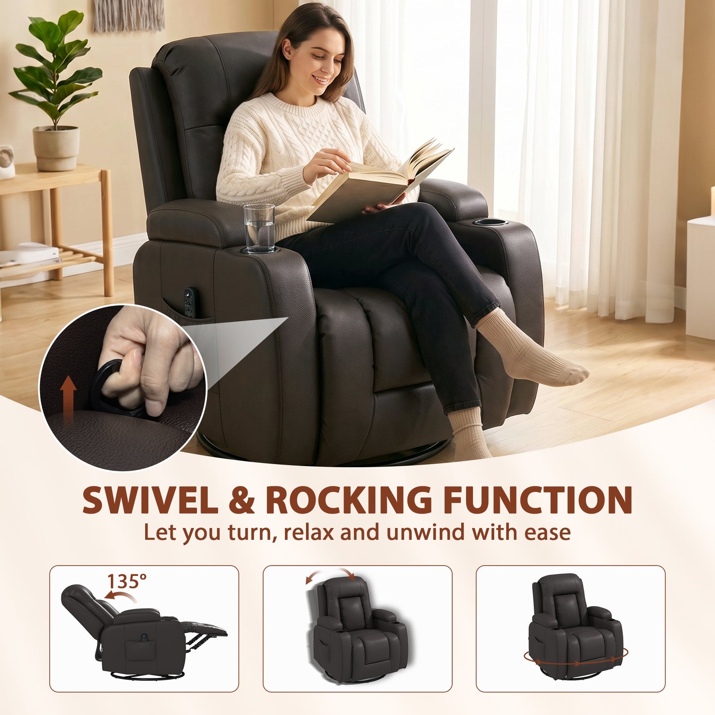 HOMCOM PU Leather Massage Recliner Chair With Footrest And Remote