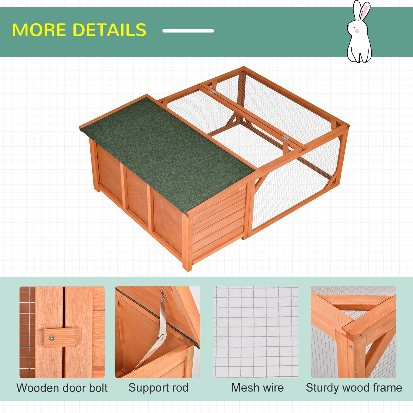 PawHut Off-Ground Small Animal Hutch with Openable Roof for Guinea Pigs, Ferrets, and Bunnies - 125.5 x 100 x 49cm - ALL4U RETAILER LTD