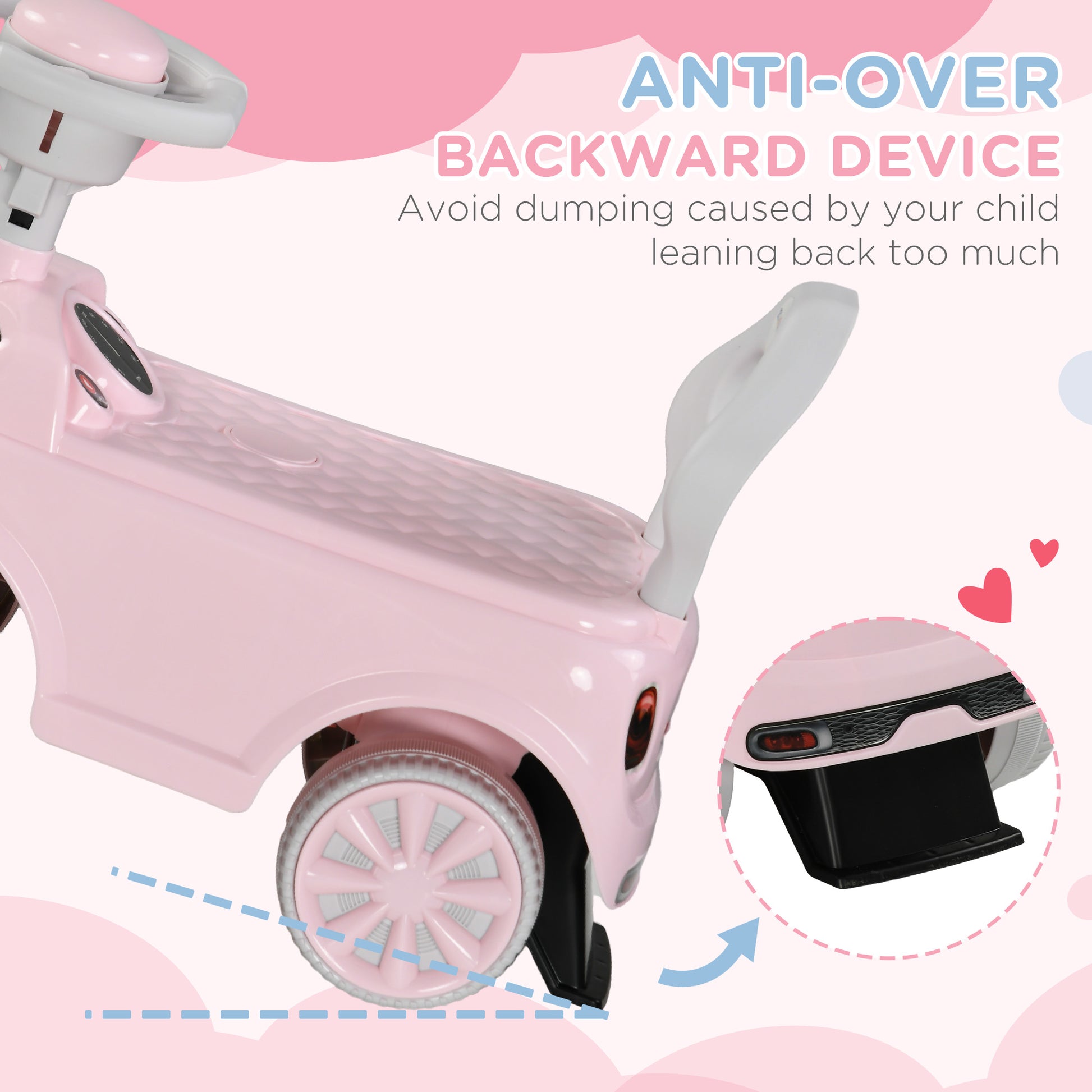 AIYAPLAY Pink Ride-On Car for Toddlers with Air Horn and Safety Features, 18-36 Months - ALL4U RETAILER LTD