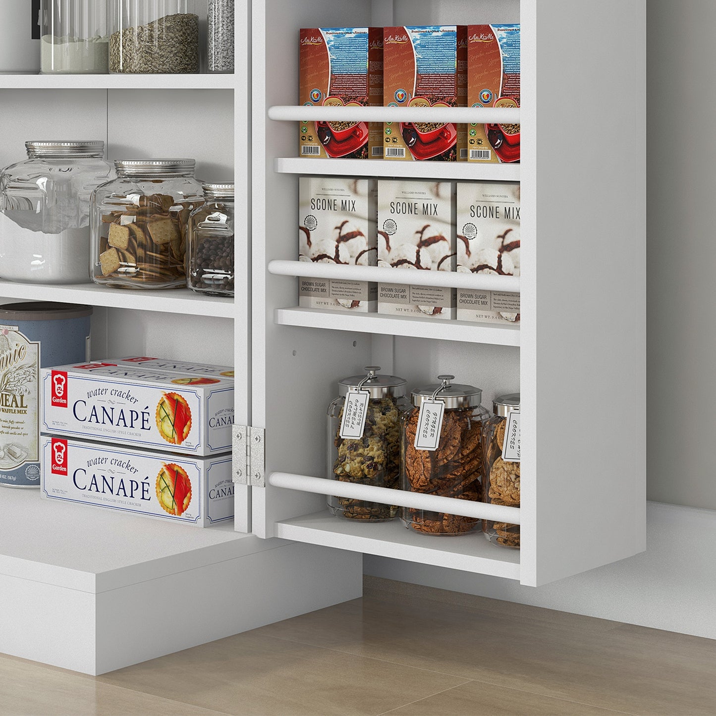 HOMCOM Adjustable White Kitchen Storage Cabinet with Multi-Shelving Solution - ALL4U RETAILER LTD