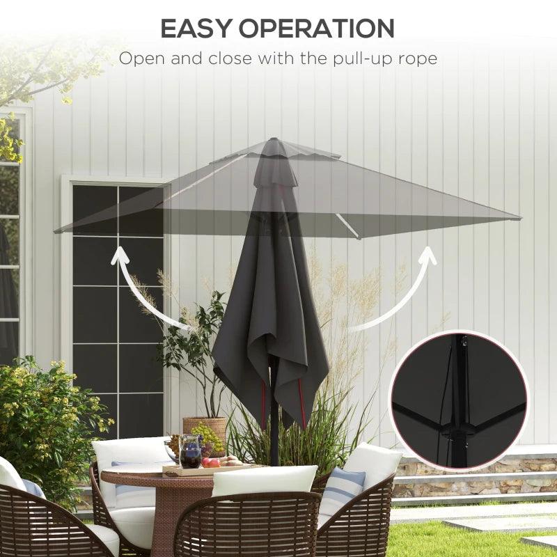 Outsunny Patio Parasol Umbrella with Vent - Garden Market Table Sun Shade Canopy with Piping Side, Grey Outdoor Umbrella for Enhanced Comfort - ALL4U RETAILER LTD