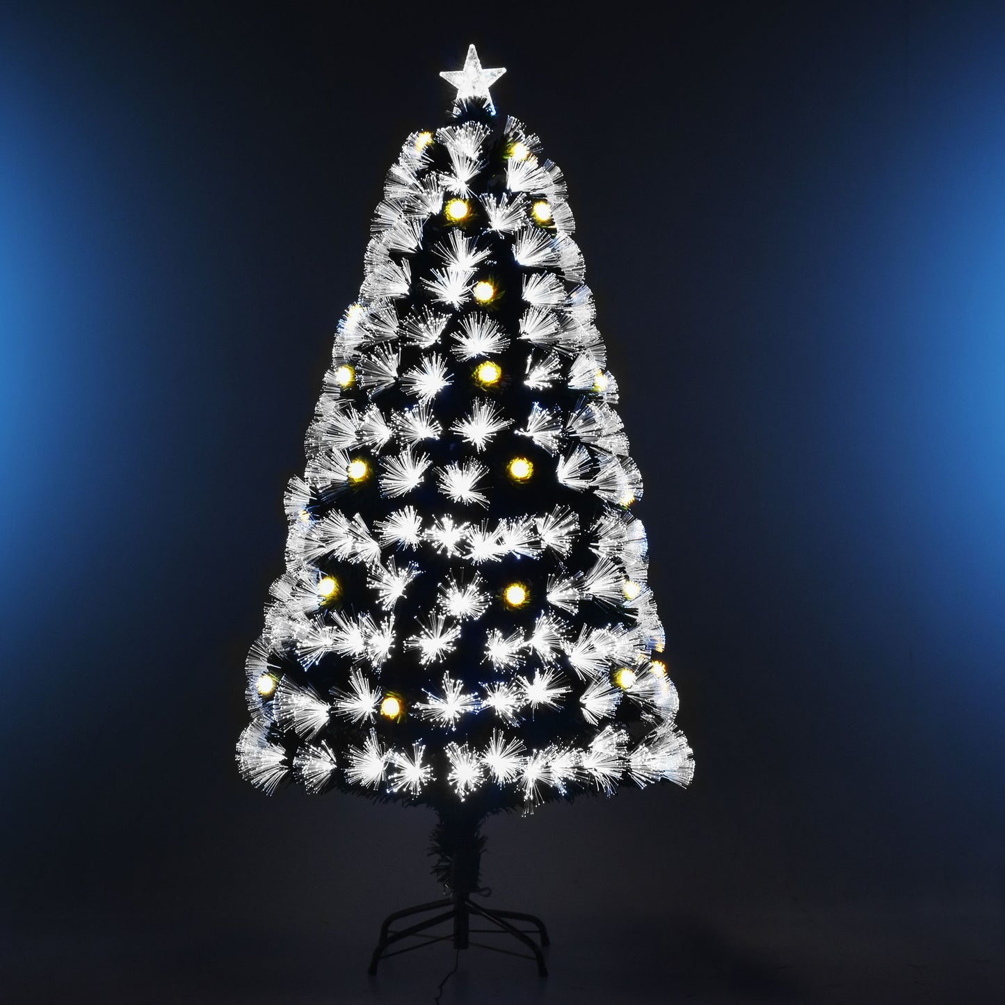 HOMCOM 5ft Illuminated White Light Artificial Christmas Tree with 180 LEDs and Star Topper - Seasonal Decoration - ALL4U RETAILER LTD