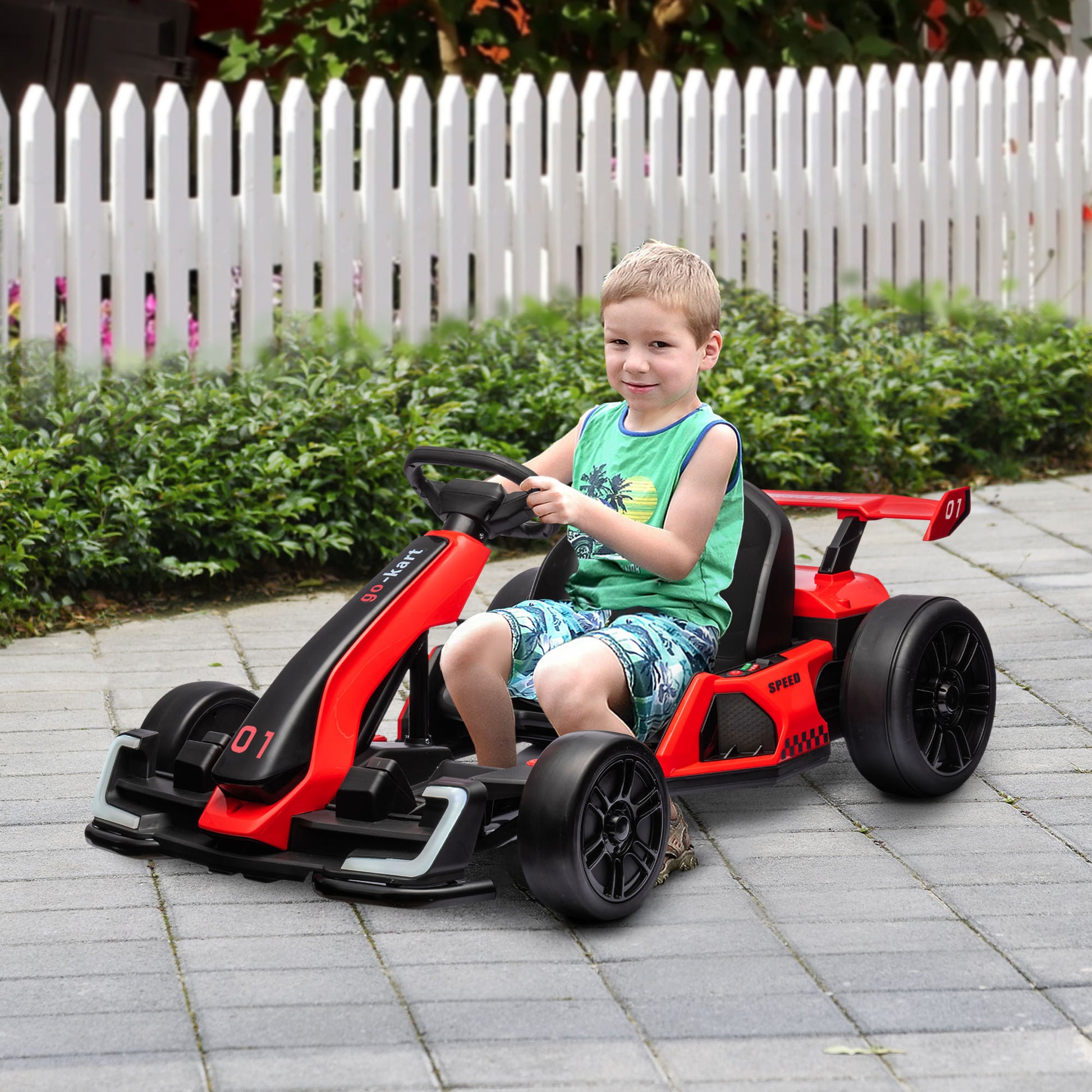 AIYAPLAY 24V Kids Electric Go Kart with Adjustable Seat - Thrilling Red Adventure Ride for Ages 6-12 - ALL4U RETAILER LTD