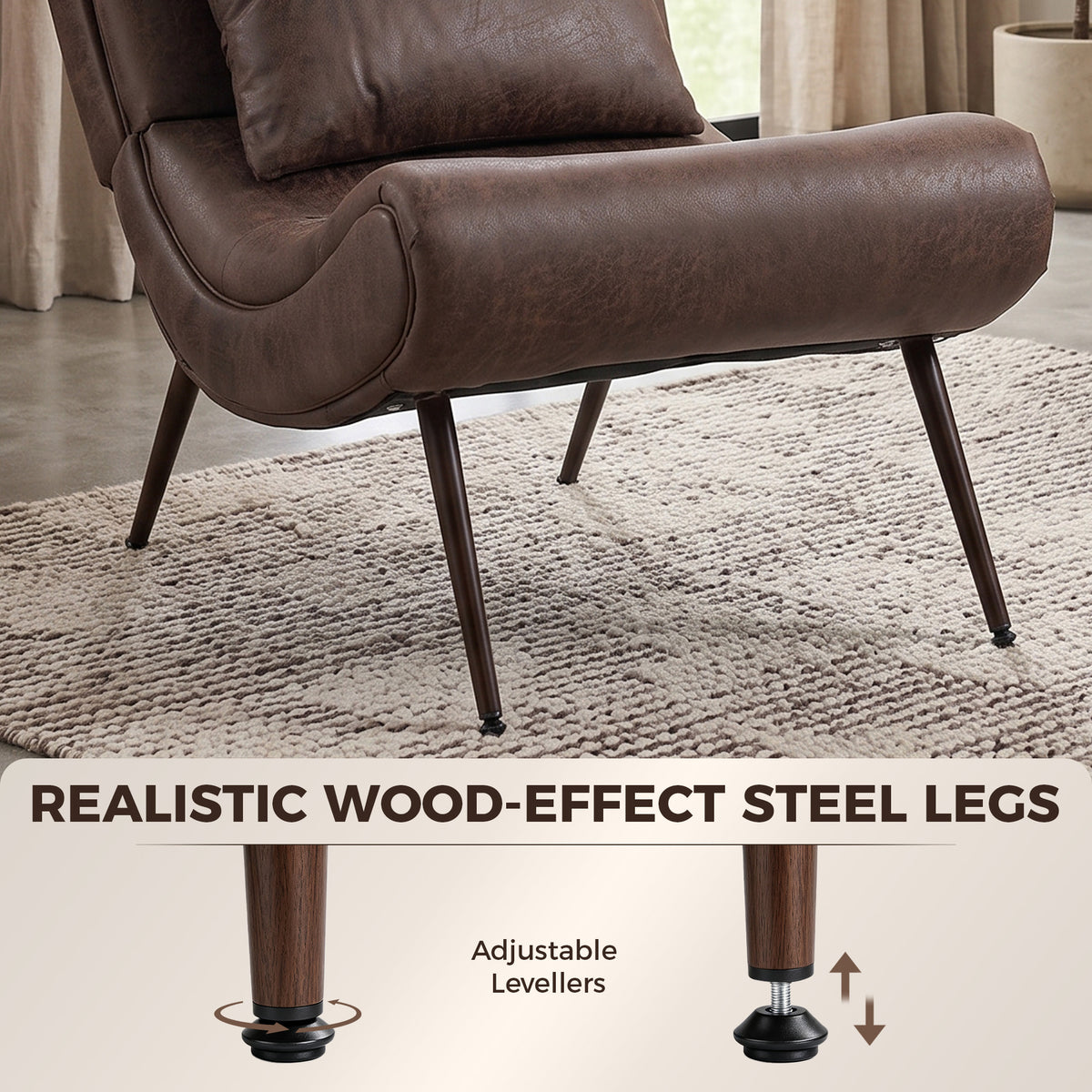HOMCOM Upholstered Lounge Chair With Footstool And Lumbar Pillow