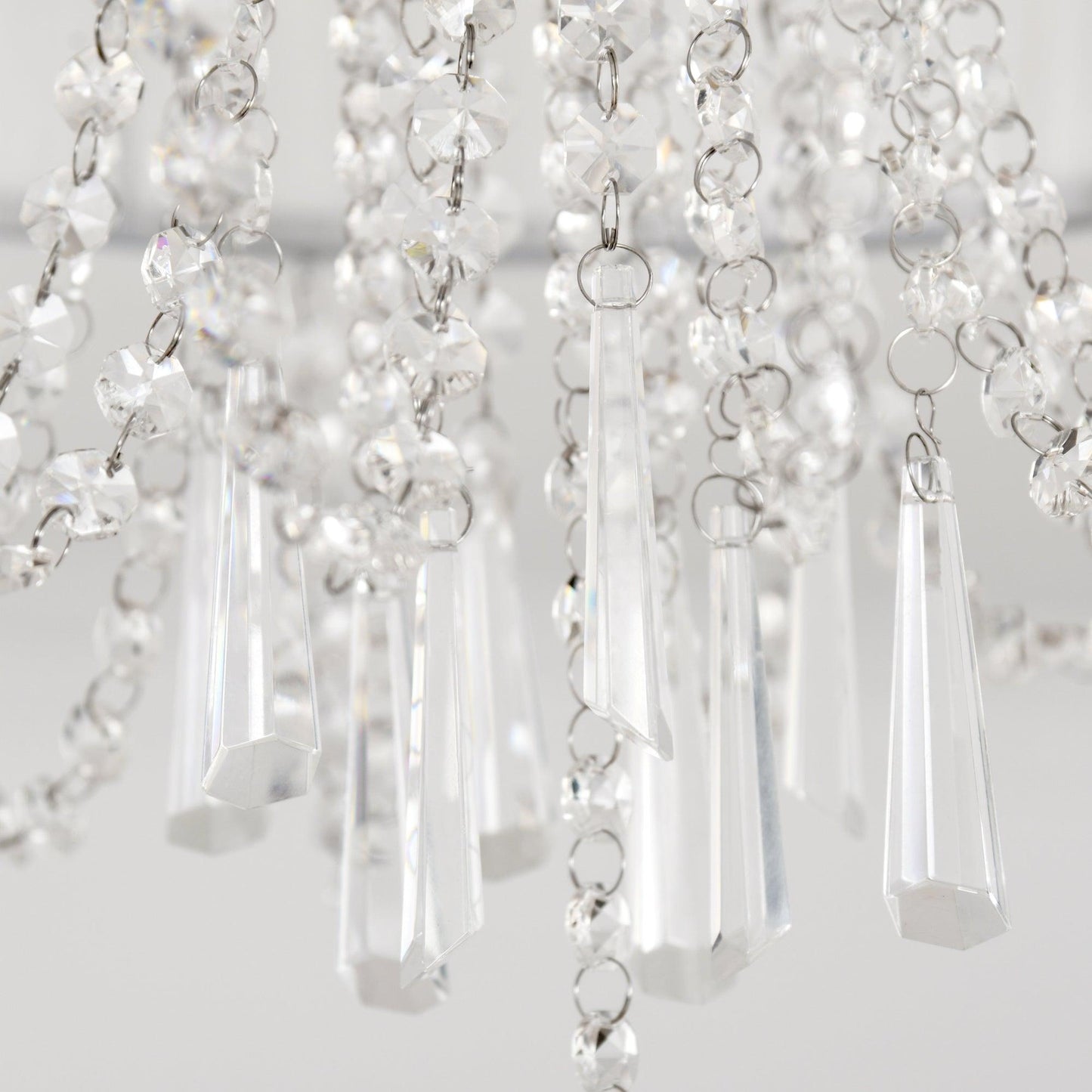 HOMCOM Elegant Metal Ceiling Chandelier with Crystal Pendants, White - ALL4U RETAILER LTD