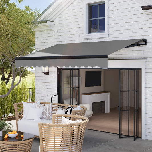 Outsunny 3x2.5m Electric Retractable Awning With LED Lights And Remote Aluminium Frame DIY UV50 Plus Canopy Dark Grey