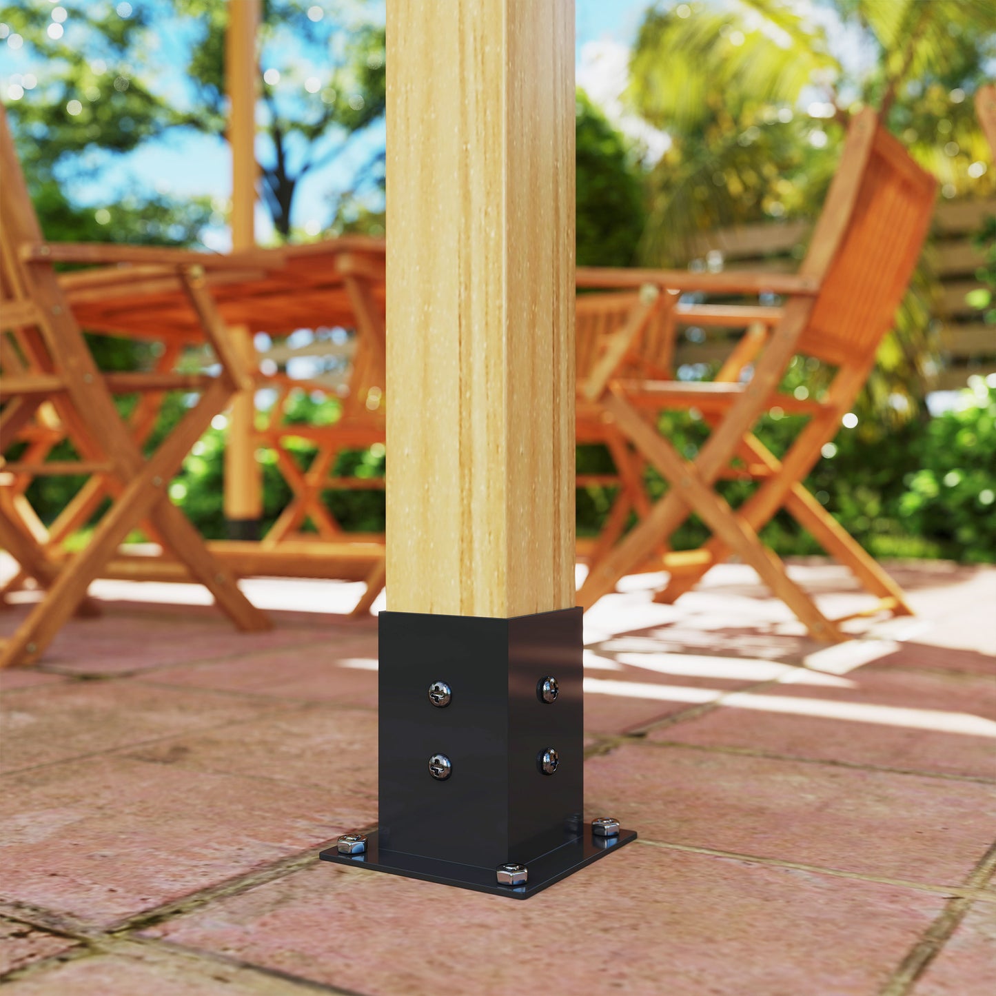 Outsunny Pergola Brackets Kit Diy 3 Way Corner Brackets And 4x4 Post Base For Lumber 8 Pieces With Screws