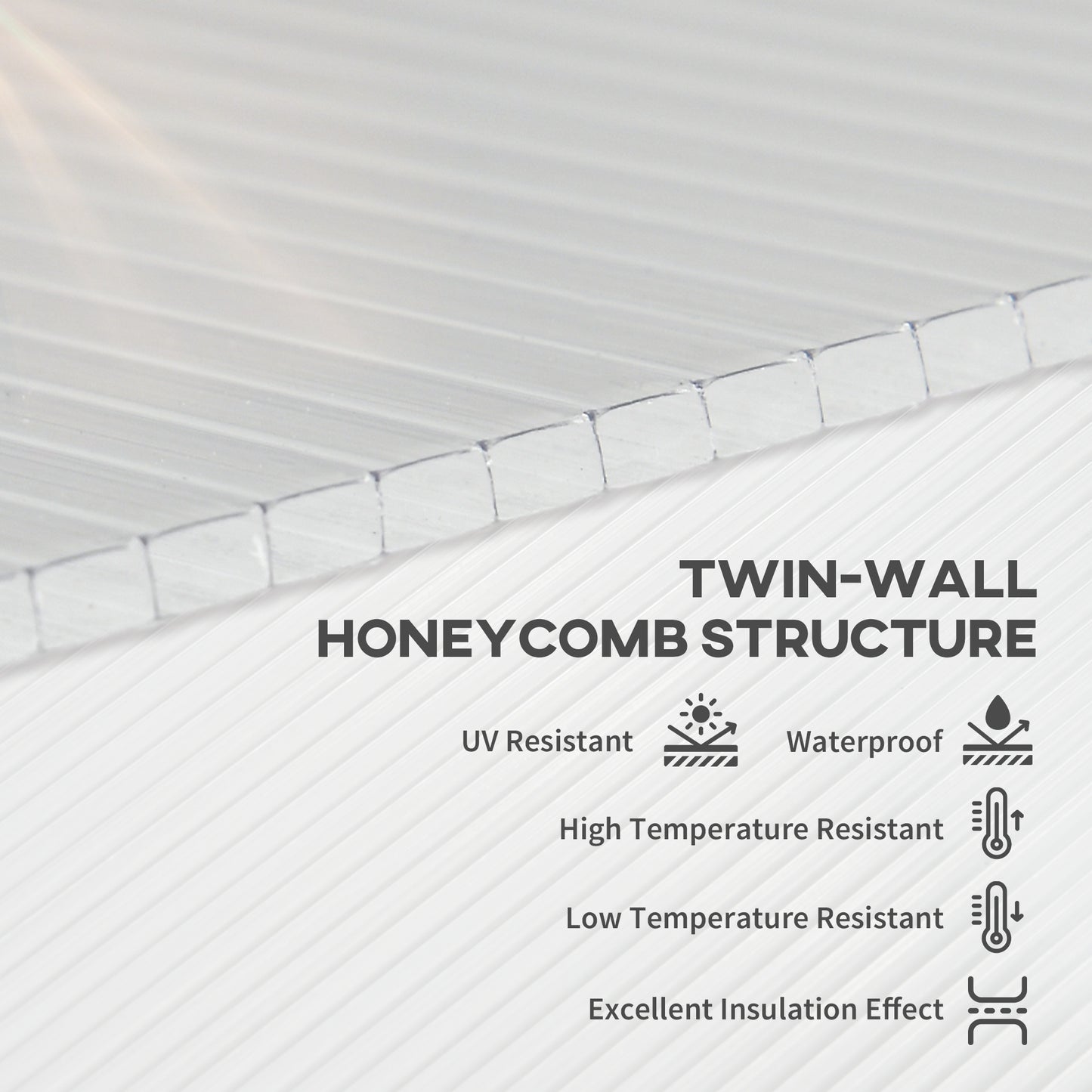 Outsunny 14-Pack Twin-Wall Polycarbonate Greenhouse Panels - Customizable Clear Roofing Sheets with UV Protection and Thermal Insulation, 121 x 61 x 0.4cm - ALL4U RETAILER LTD