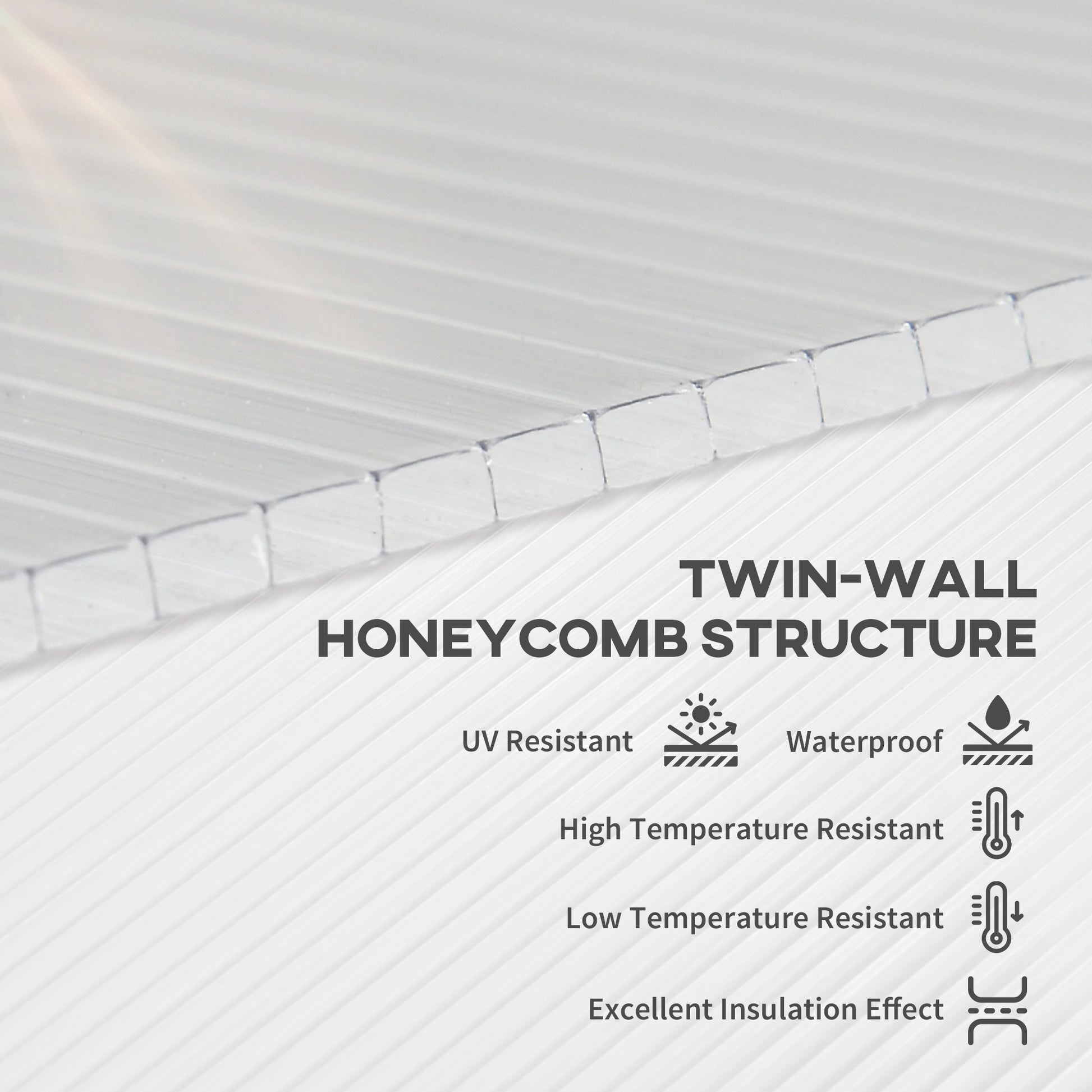 Outsunny 14-Pack Twin-Wall Polycarbonate Greenhouse Panels - Customizable Clear Roofing Sheets with UV Protection and Thermal Insulation, 121 x 61 x 0.4cm - ALL4U RETAILER LTD