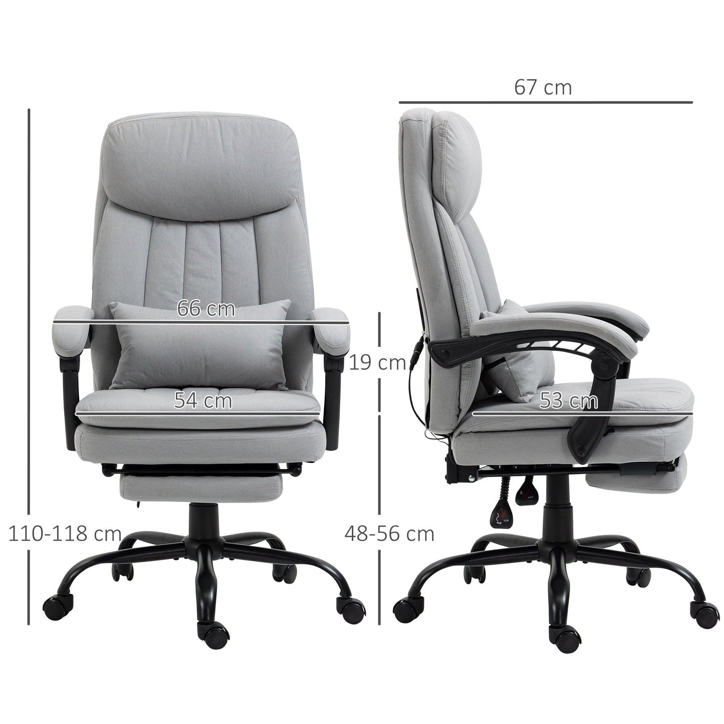 Vinsetto Vibration Massage Office Chair with Heat, Microfibre, Grey - ALL4U RETAILER LTD