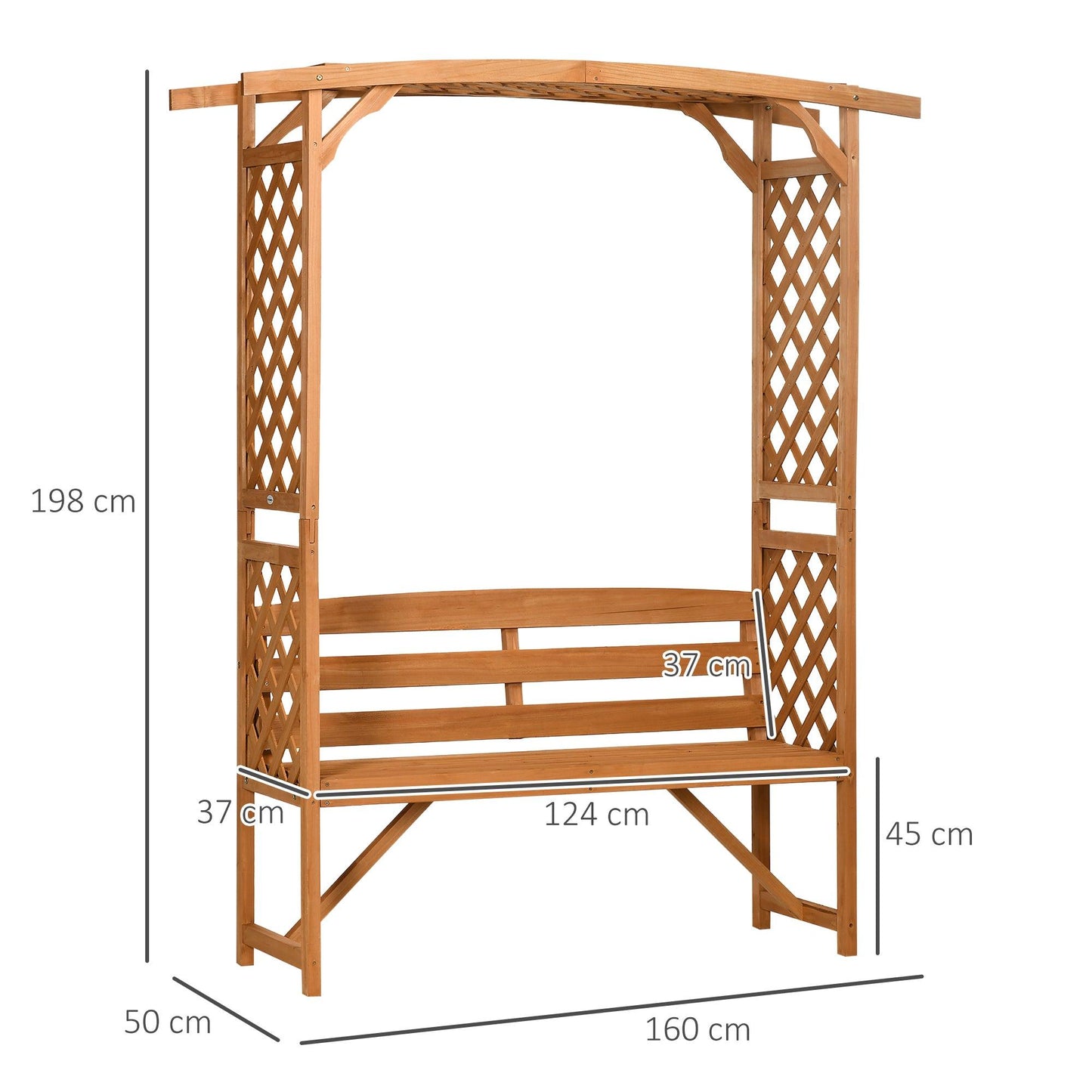 Outsunny Arch Pergola Patio Garden Bench, Wooden Garden Arbour with Seat - ALL4U RETAILER LTD