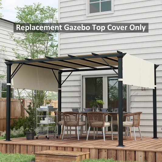 Outsunny 2 Pcs UV Protection Pergola Replacement Canopy, Easy to Install, for 3 x 3(m) Outdoor Pergola, Cream White Shade Cover - ALL4U RETAILER LTD