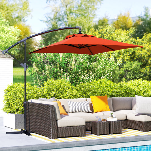 Outsunny 3m Cantilever Parasol With Cross Base Orange for Patio Outdoor Shade and Sun Protection