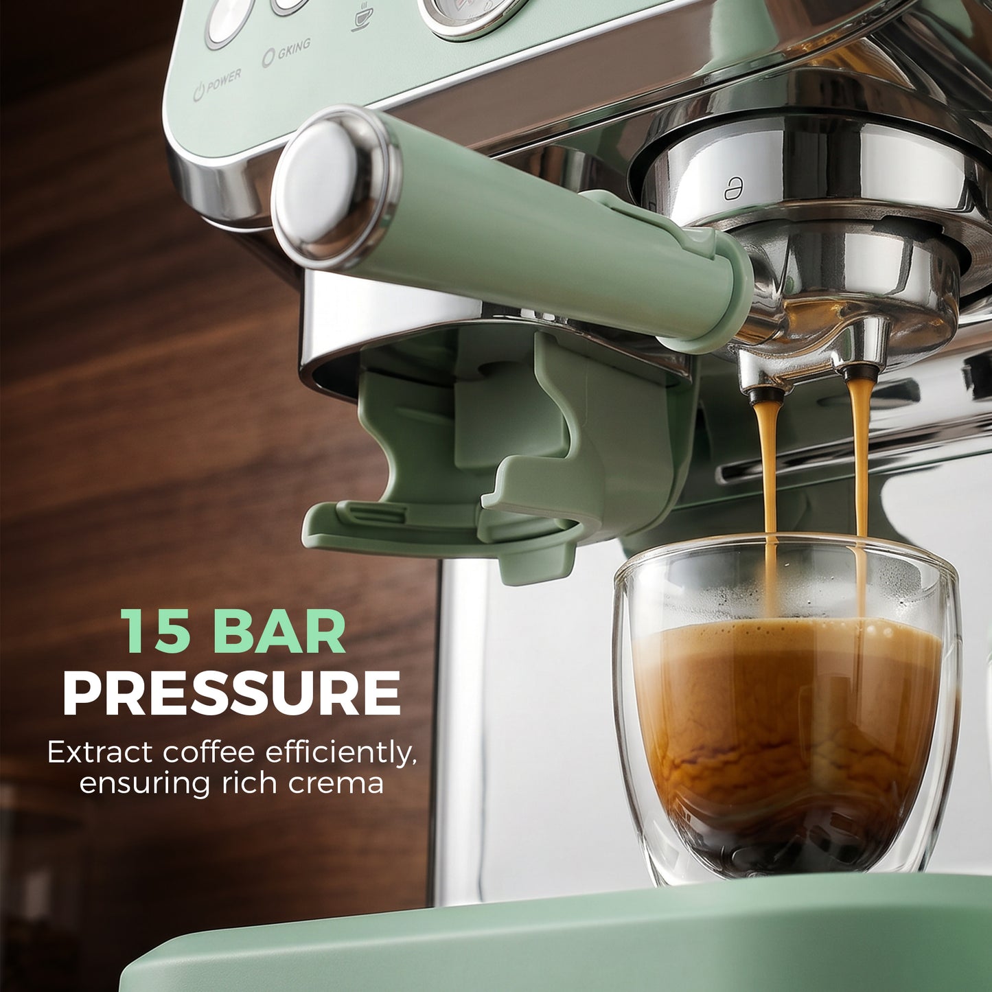 HOMCOM Bean To Cup Coffee Machine With Integrated Grinder And Steam Wand 15 Bar Pressure Light Green
