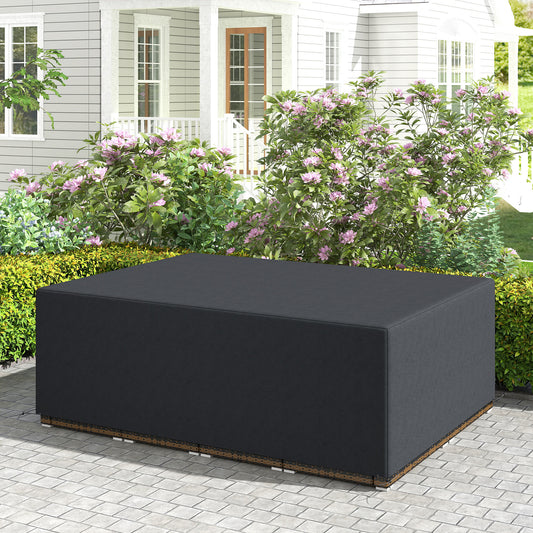 Outsunny 600D Oxford Furniture Sofa Cover Waterproof UV Resistant Rattan Lounger Cover 275L x 205W x 90Hcm Black