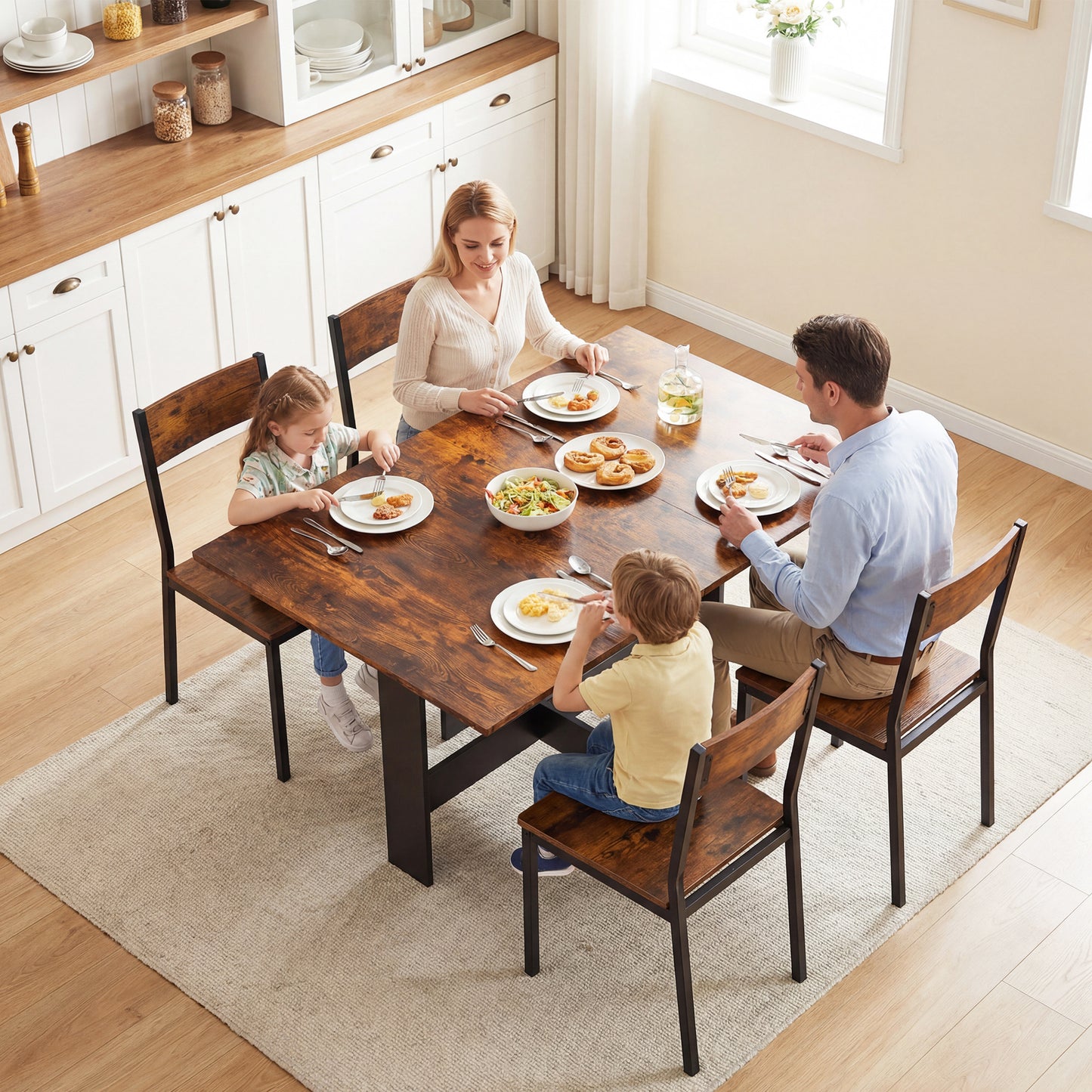 HOMCOM Folding Dining Table Space Saving Drop Leaf Kitchen Table For 4 To 6 People Rustic Brown