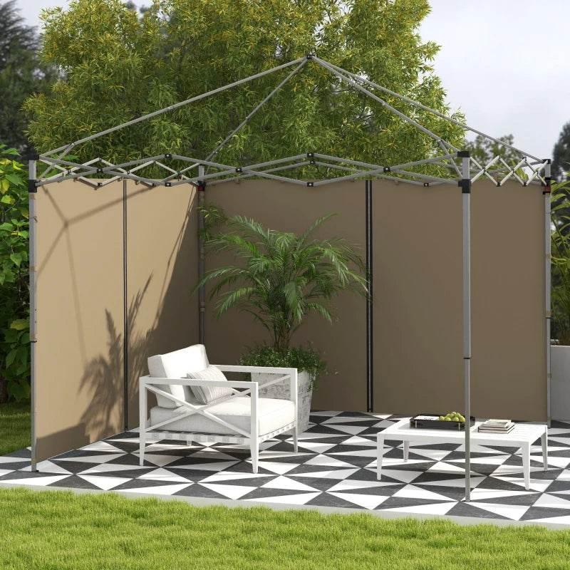 Beige gazebo side panels with zipped door opening and metal frame
