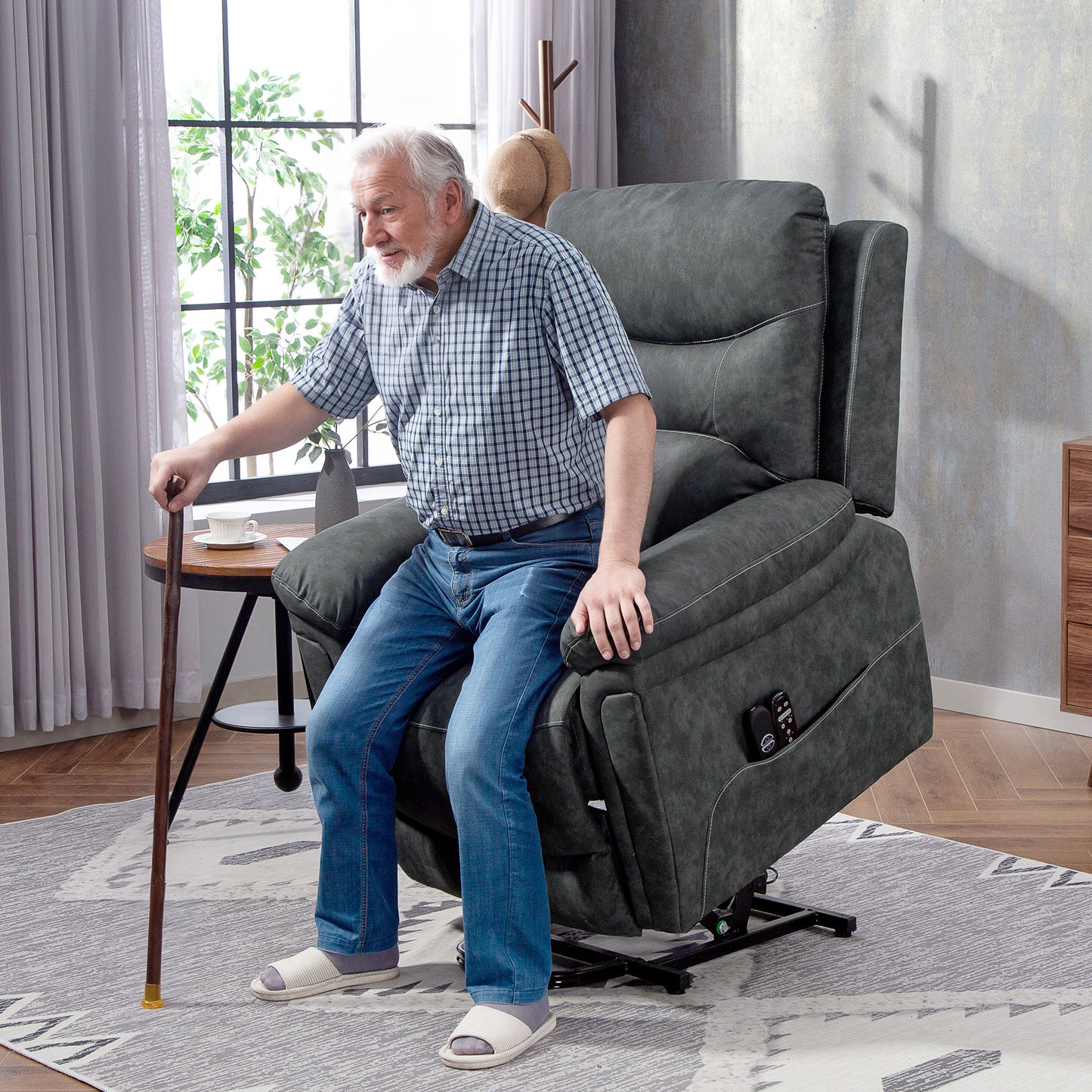 HOMCOM Power Lift Recliner Chair With Vibration Massage And Heat USB Charging Port Grey